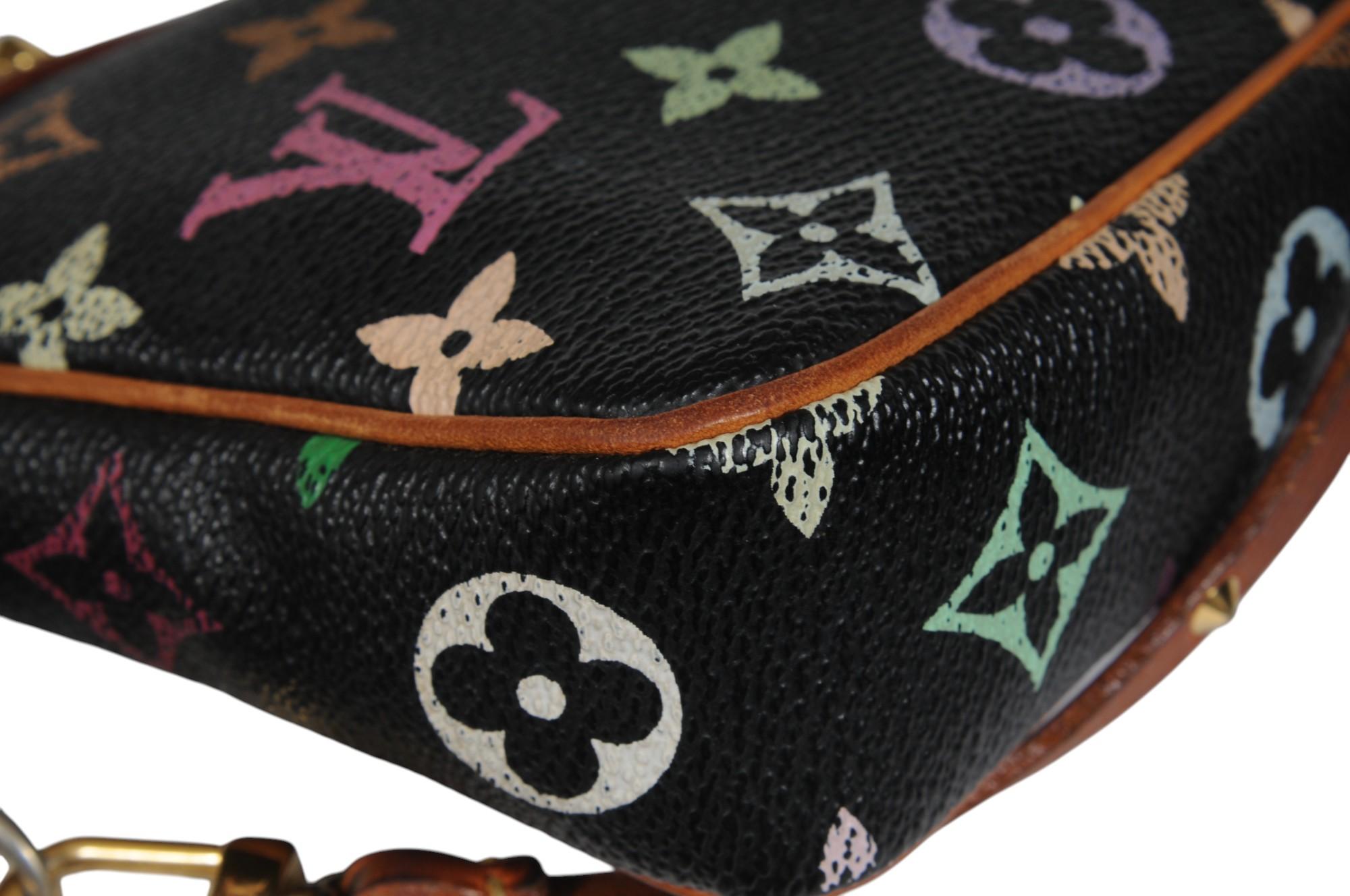 Louis Vuitton Takashi Murakami Pochette Accessoire Nero Marrone con Borchie in vendita 9