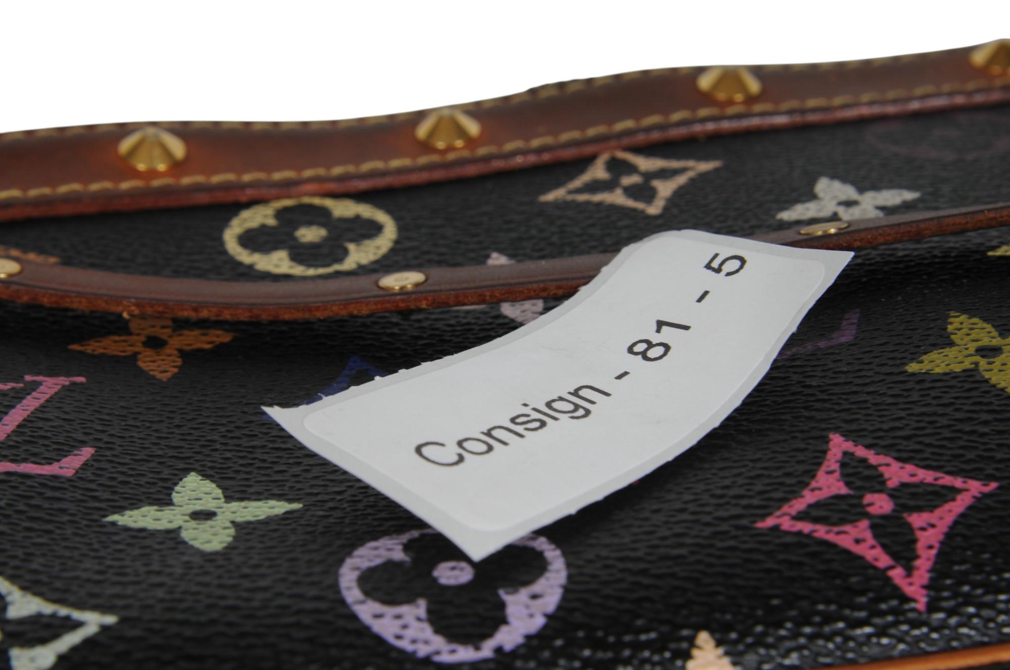 Louis Vuitton Takashi Murakami Pochette Accessoire Nero Marrone con Borchie in vendita 15