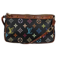 Louis Vuitton Takashi Murakami Pochette Accessoire Nero Marrone con Borchie