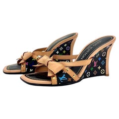 Louis Vuitton Takashi Murakami Retro Vintage Bow Monogram Wedge Sandals 35.5