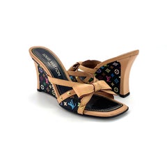 Louis Vuitton Takashi Murakami Retro Vintage Bow Monogram Wedge Sandals 37.5