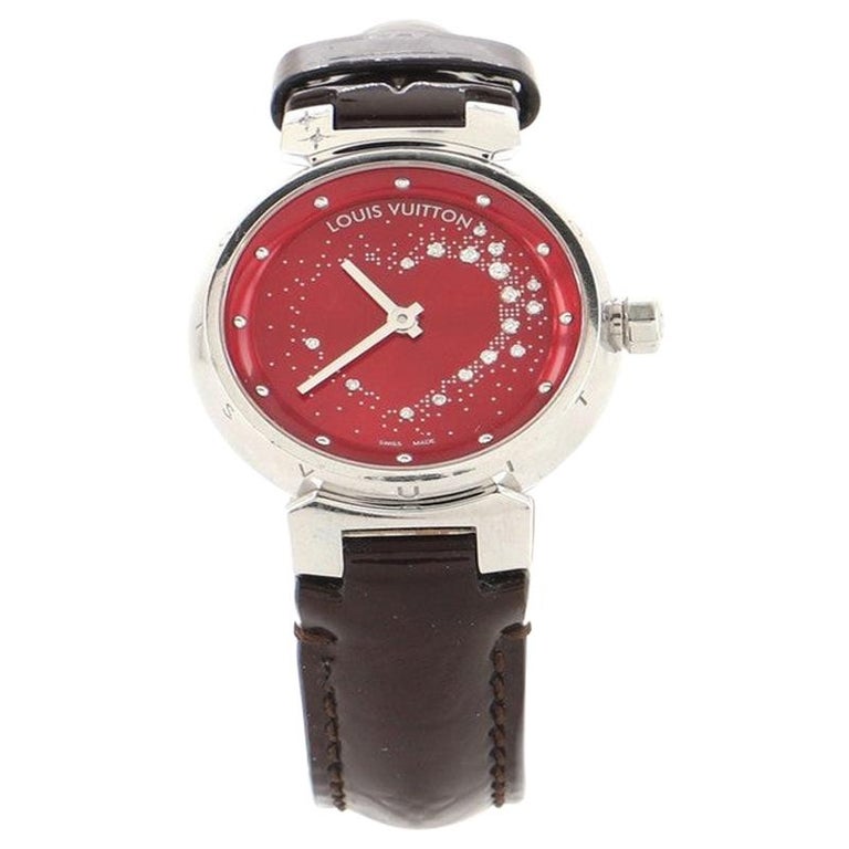 Louis Vuitton Brown Q1211 Tambour Women's Wristwatch Louis Vuitton