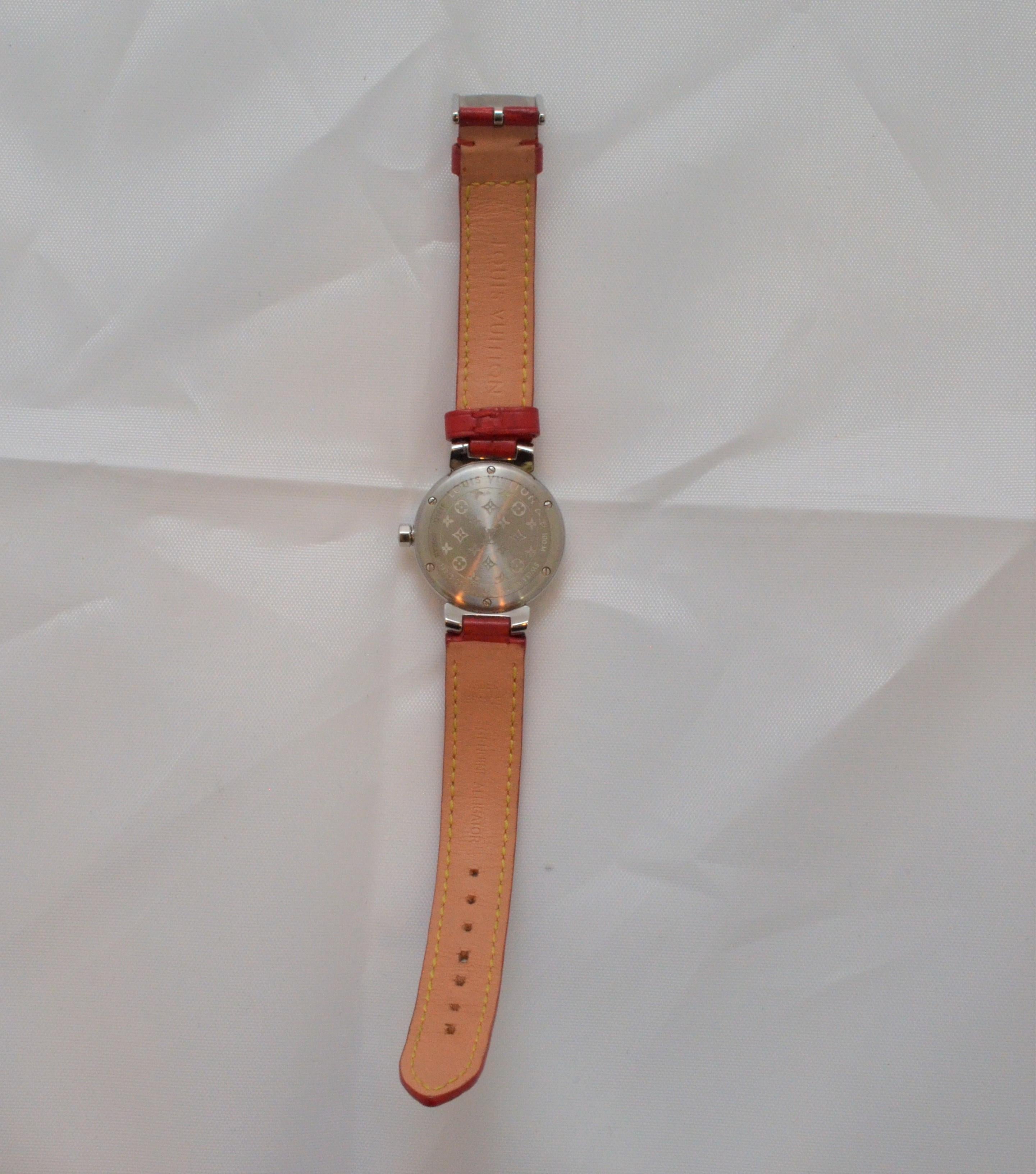 Louis Vuitton Tambour Bijoux Red Watch with Diamonds  4