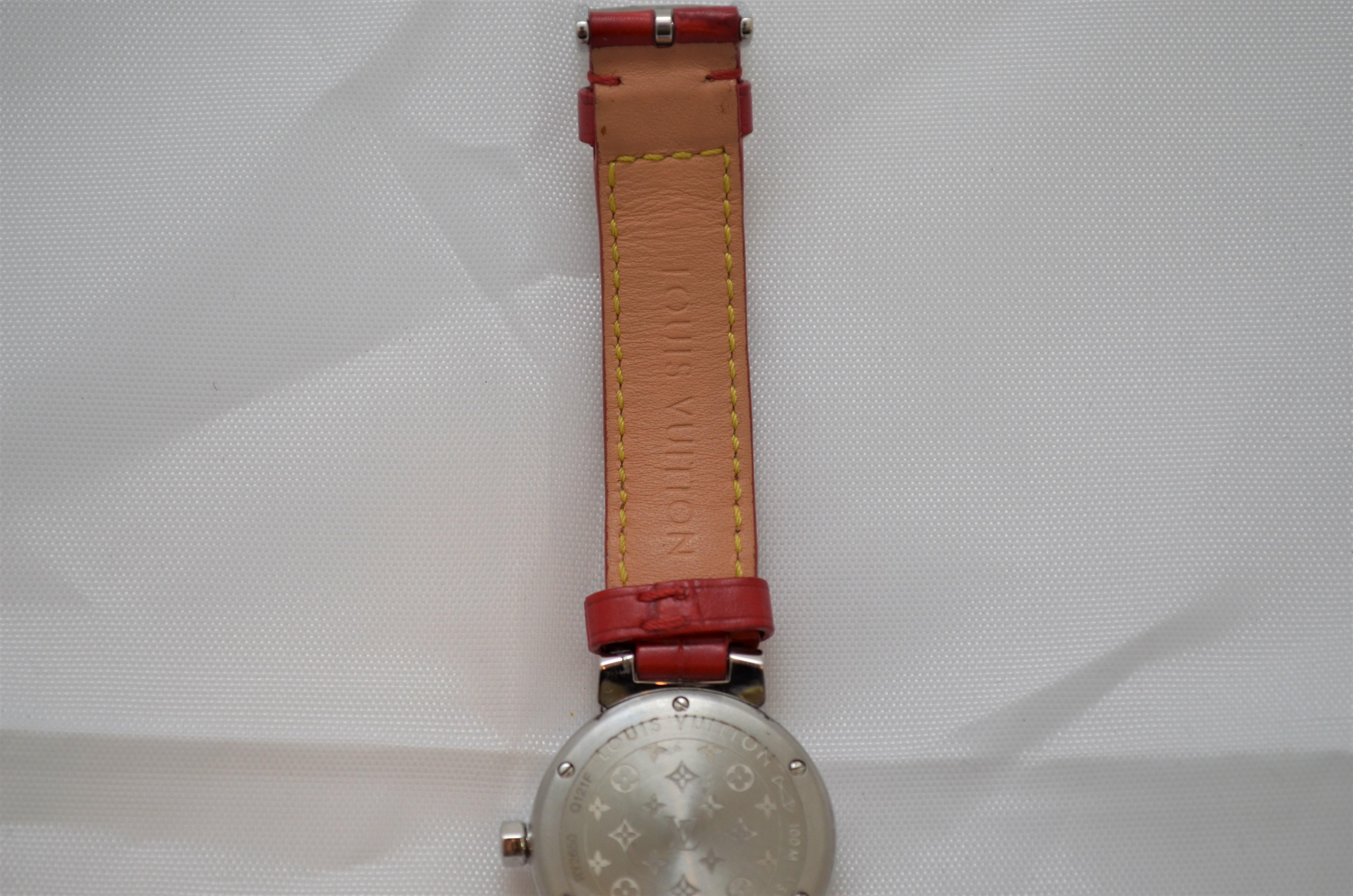 Louis Vuitton Tambour Bijoux Red Watch with Diamonds  2