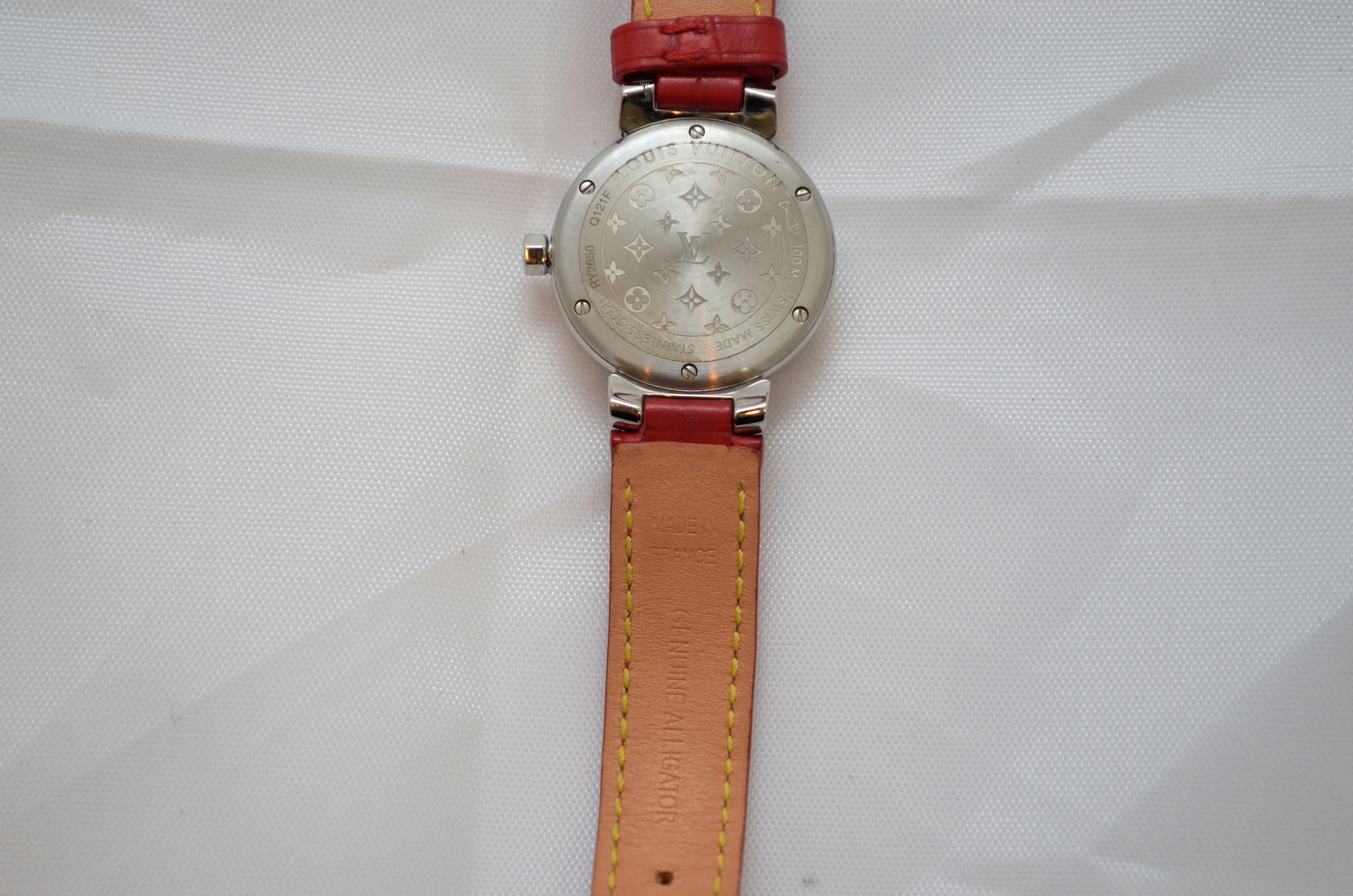 Louis Vuitton Tambour Bijoux Red Watch with Diamonds  3