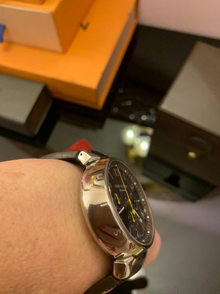 Louis Vuitton Orange Tambour Chronograph Date Q1120 Automatic