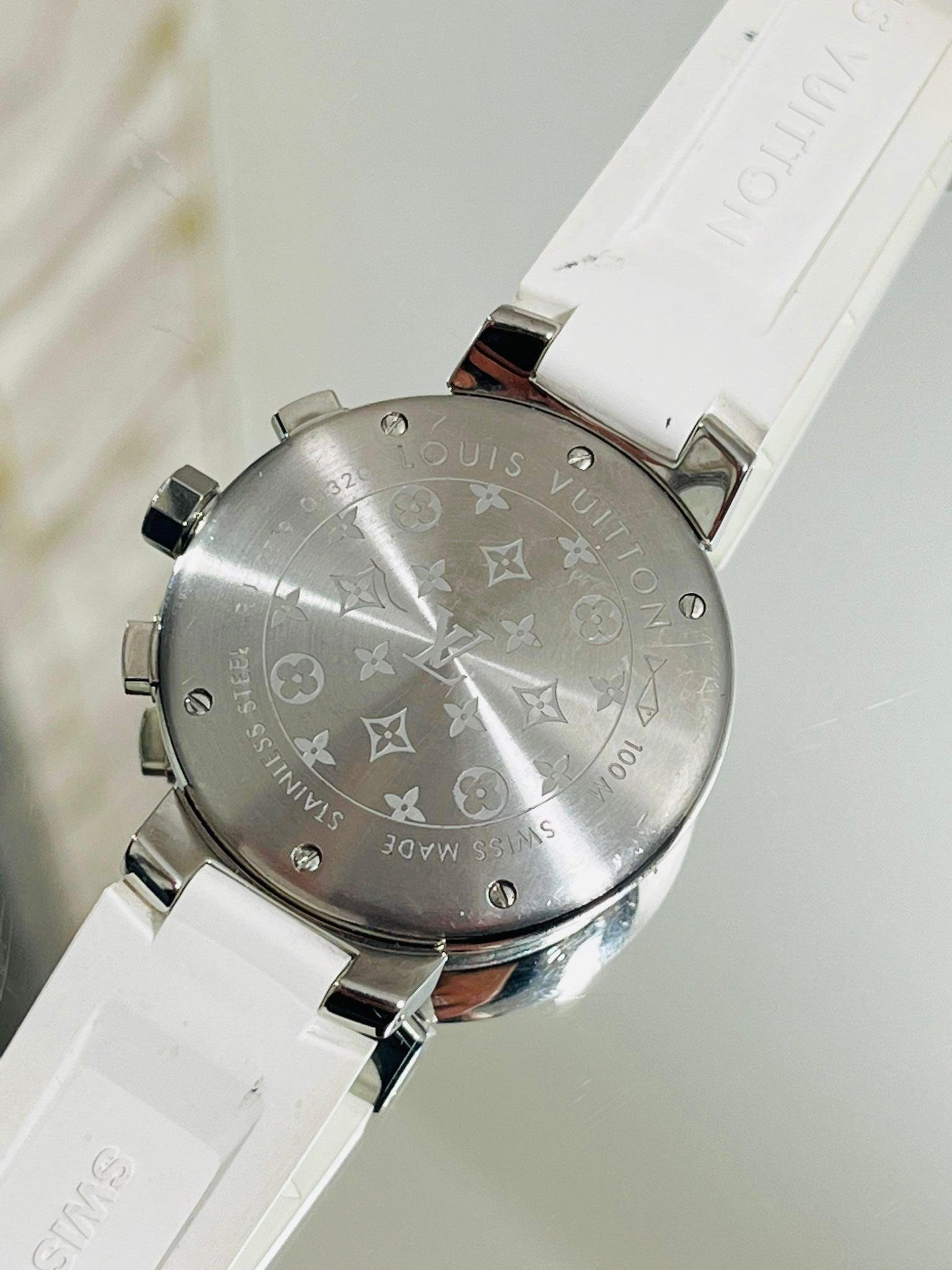 Women's Louis Vuitton Tambour Chronograph Watch For Sale