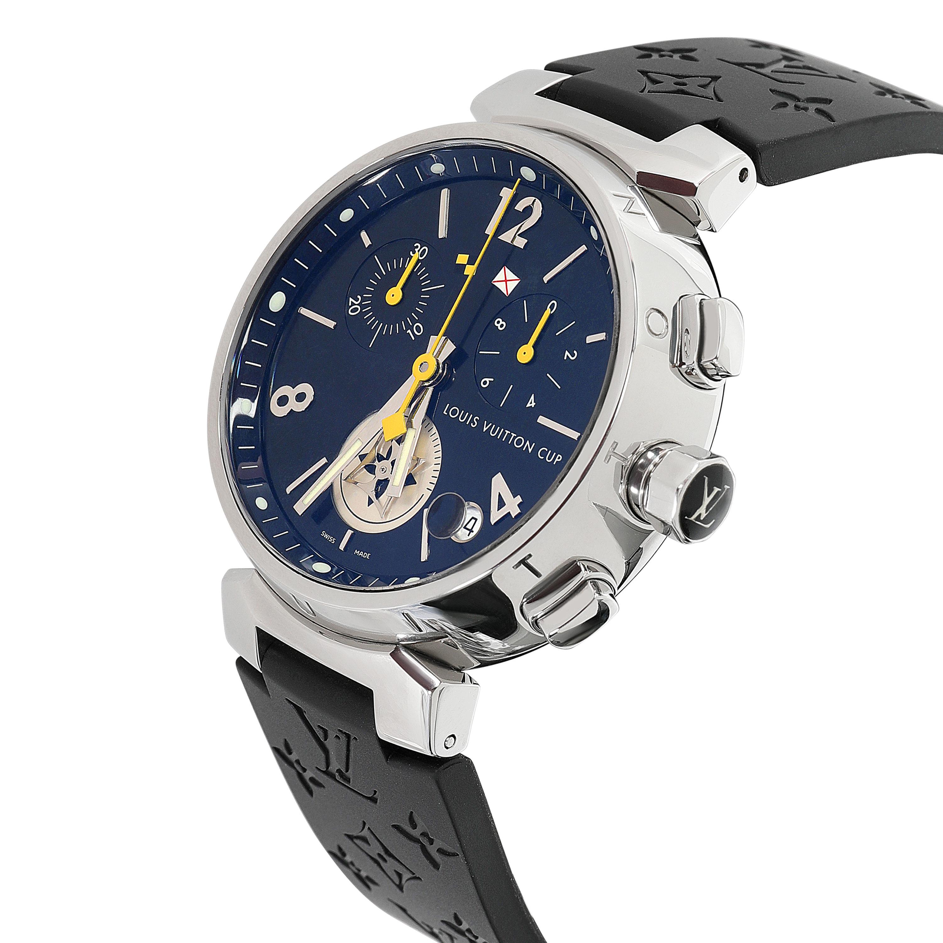 Louis Vuitton Tambour Q11BG Unisex-Uhr aus Edelstahl im Zustand „Hervorragend“ in New York, NY