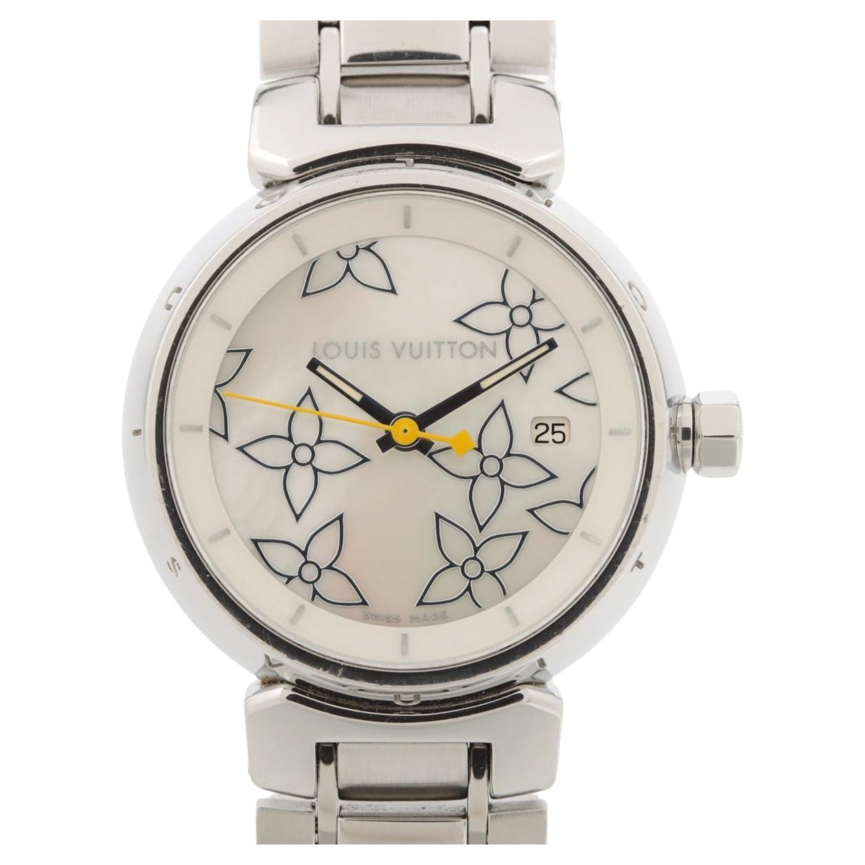 Louis Vuitton Tambour Stainless Steel Watch For Sale