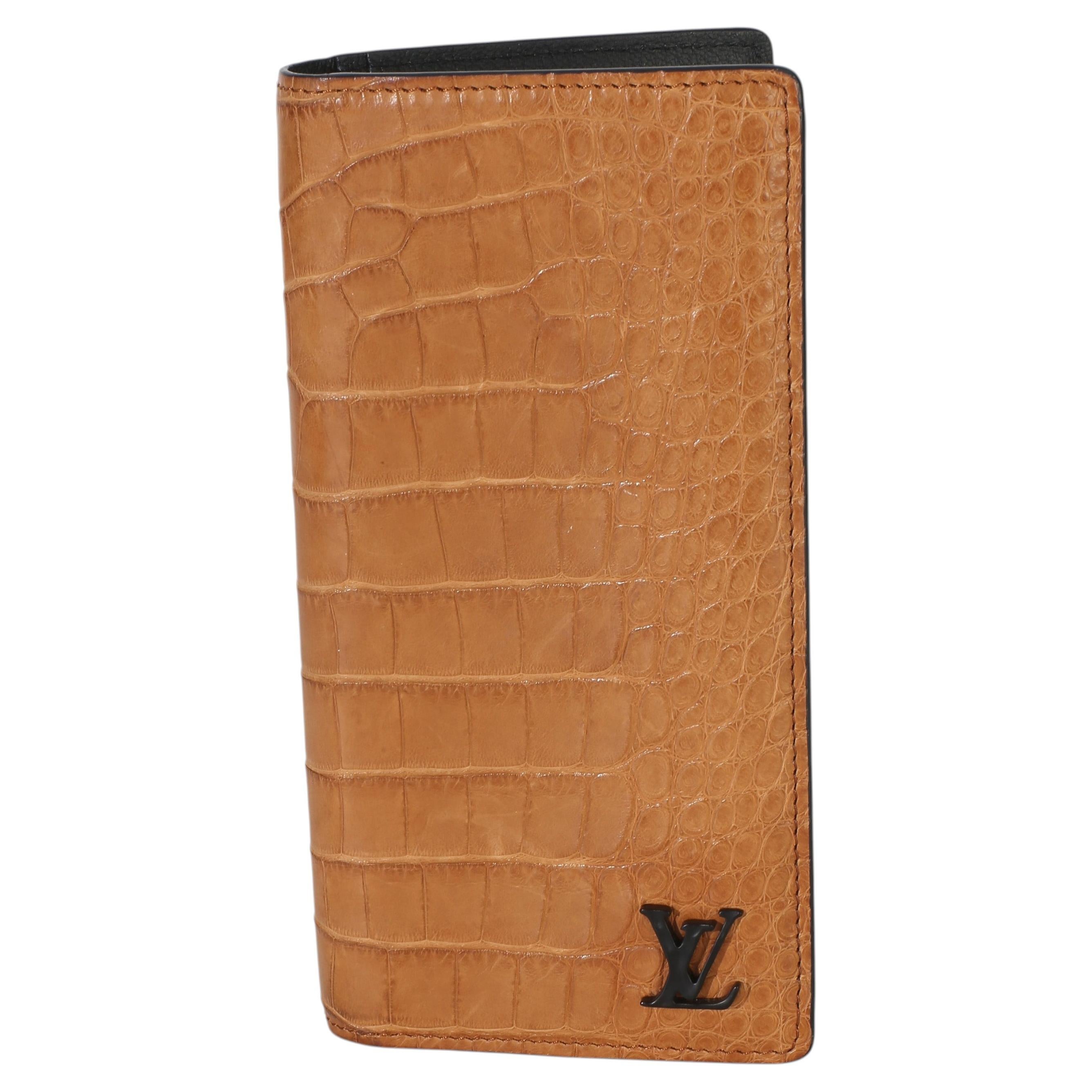 Louis Vuitton Tan Alligator Monogram Brazza Wallet For Sale