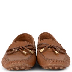 LOUIS VUITTON tan brown Monogram Leather GLORIA Loafers Shoes 37