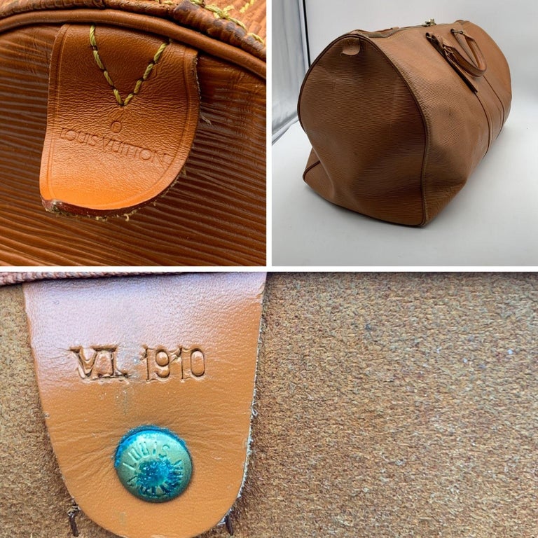 Louis Vuitton Tan Epi Leather Keepall 55 Travel Weekend Bag 1