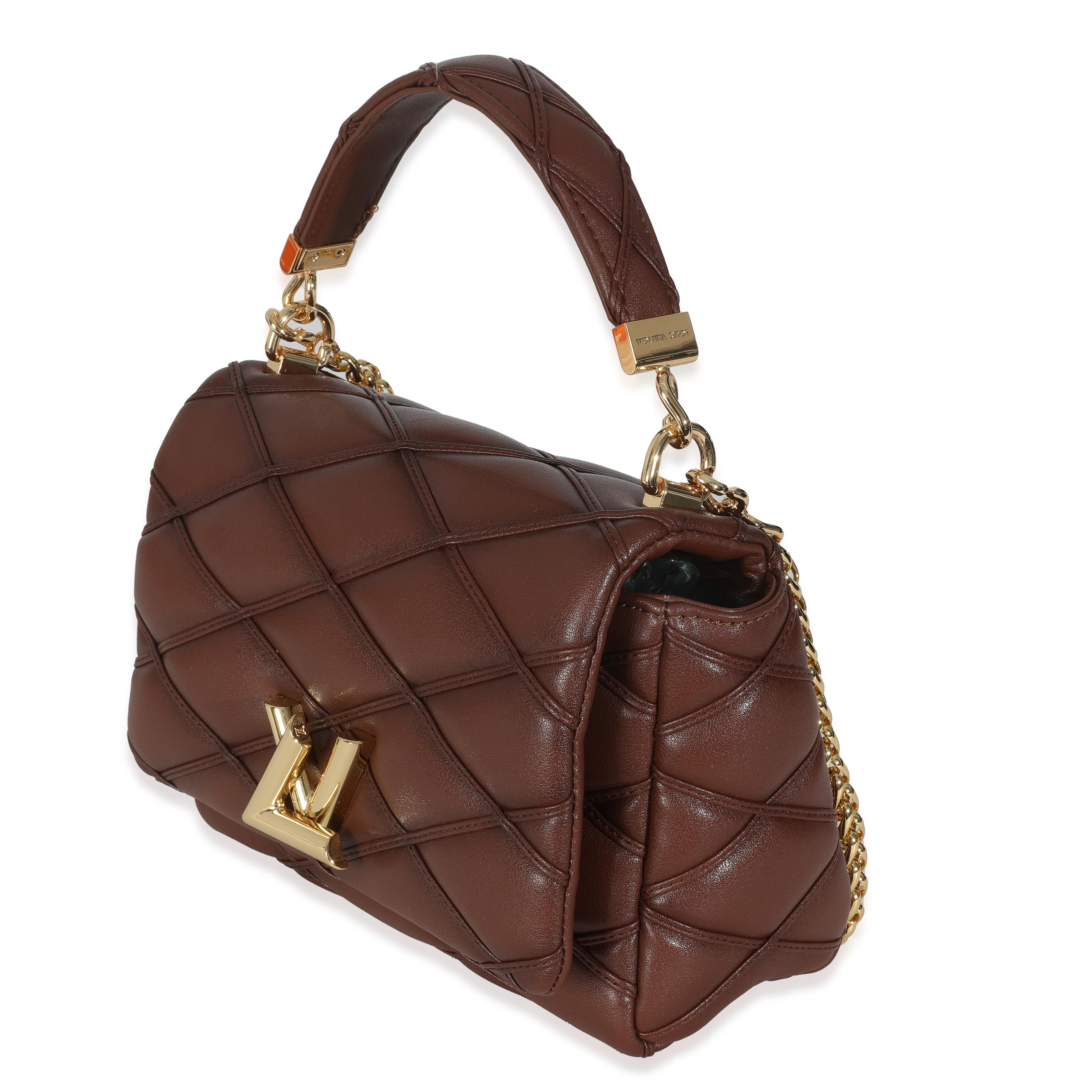 Louis Vuitton Tan Lambskin Malletage GO-14 MM Top Handle Excellent état - En vente à New York, NY