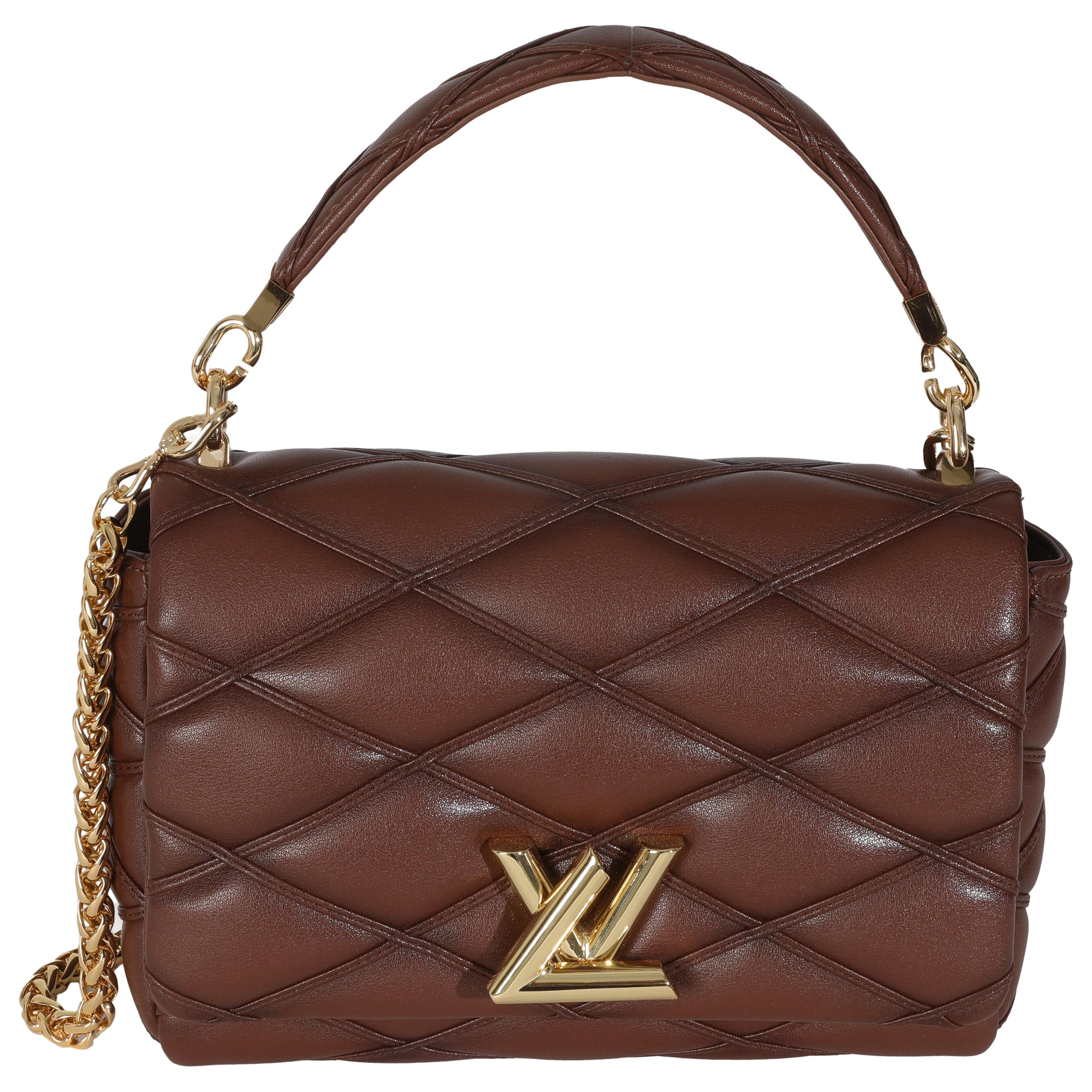 Louis Vuitton Tan Lambskin Malletage GO-14 MM Top Handle en vente