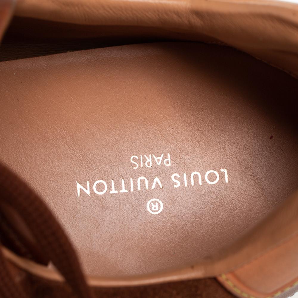 Louis Vuitton Zapatillas bajas con cordones de piel tostada talla 43 1