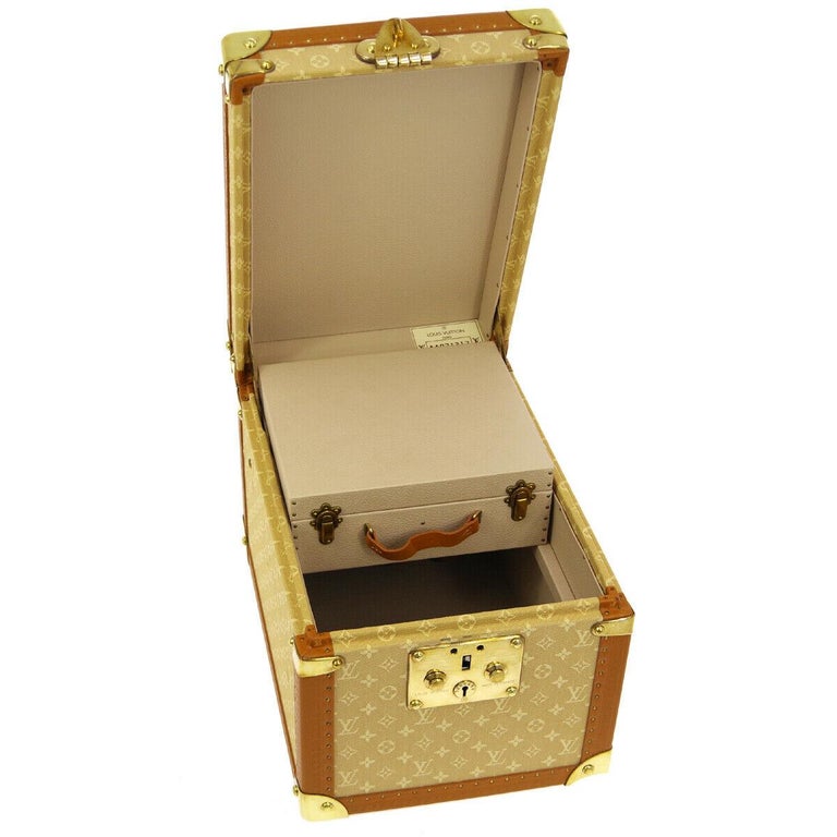 Louis Vuitton Tan Monogram Leather Travel Vanity Top Handle Storage Box  Trunk