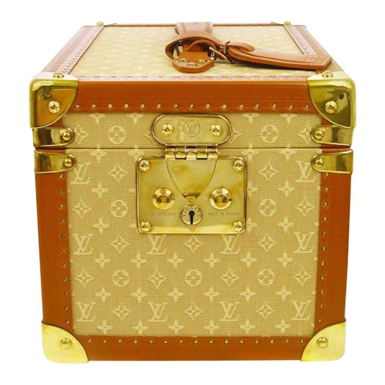 Louis Vuitton Tan Monogram Leather Travel Vanity Top Handle Storage Box  Trunk