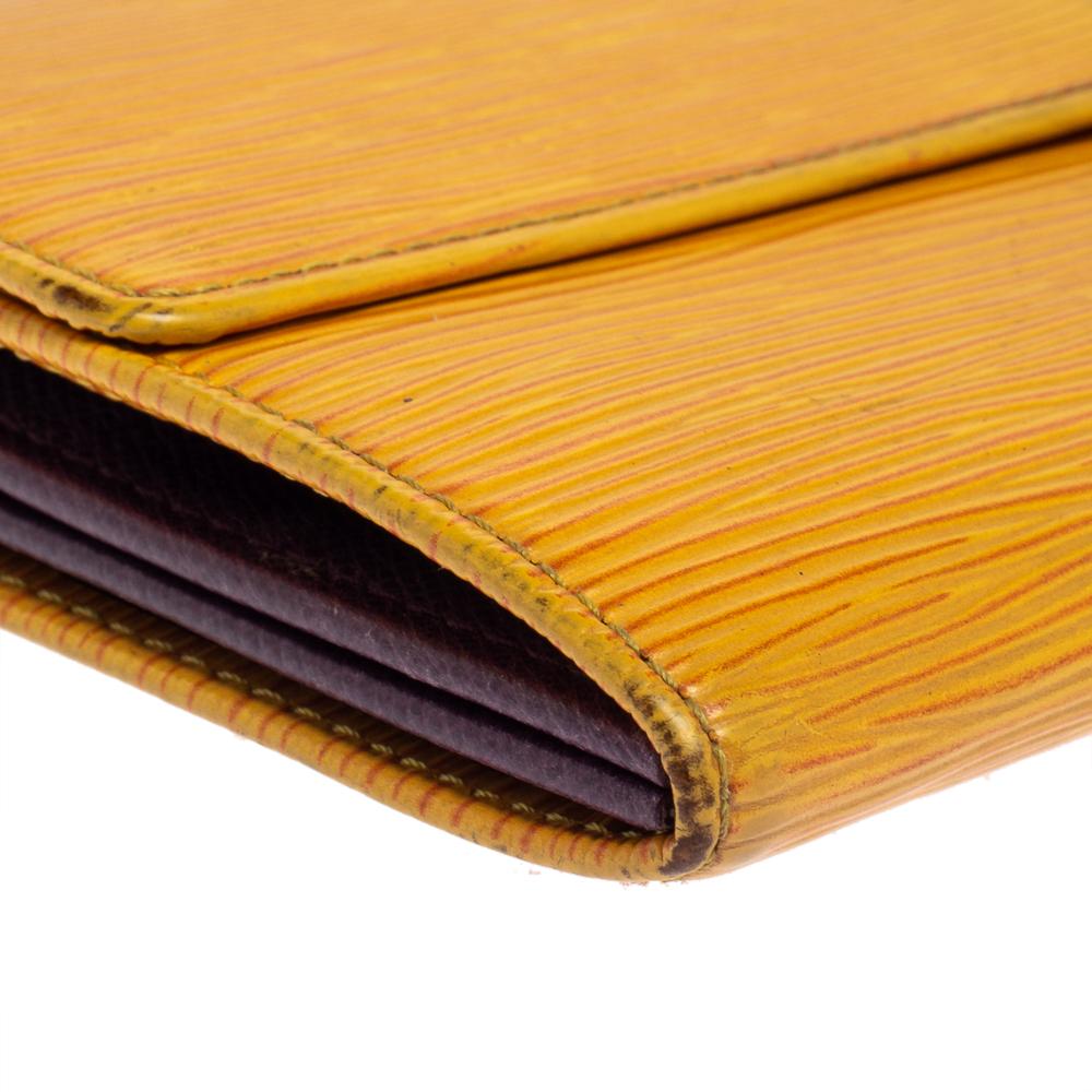 Louis Vuitton Tassel Yellow Epi Leather Porte Tresor International Wallet For Sale 1