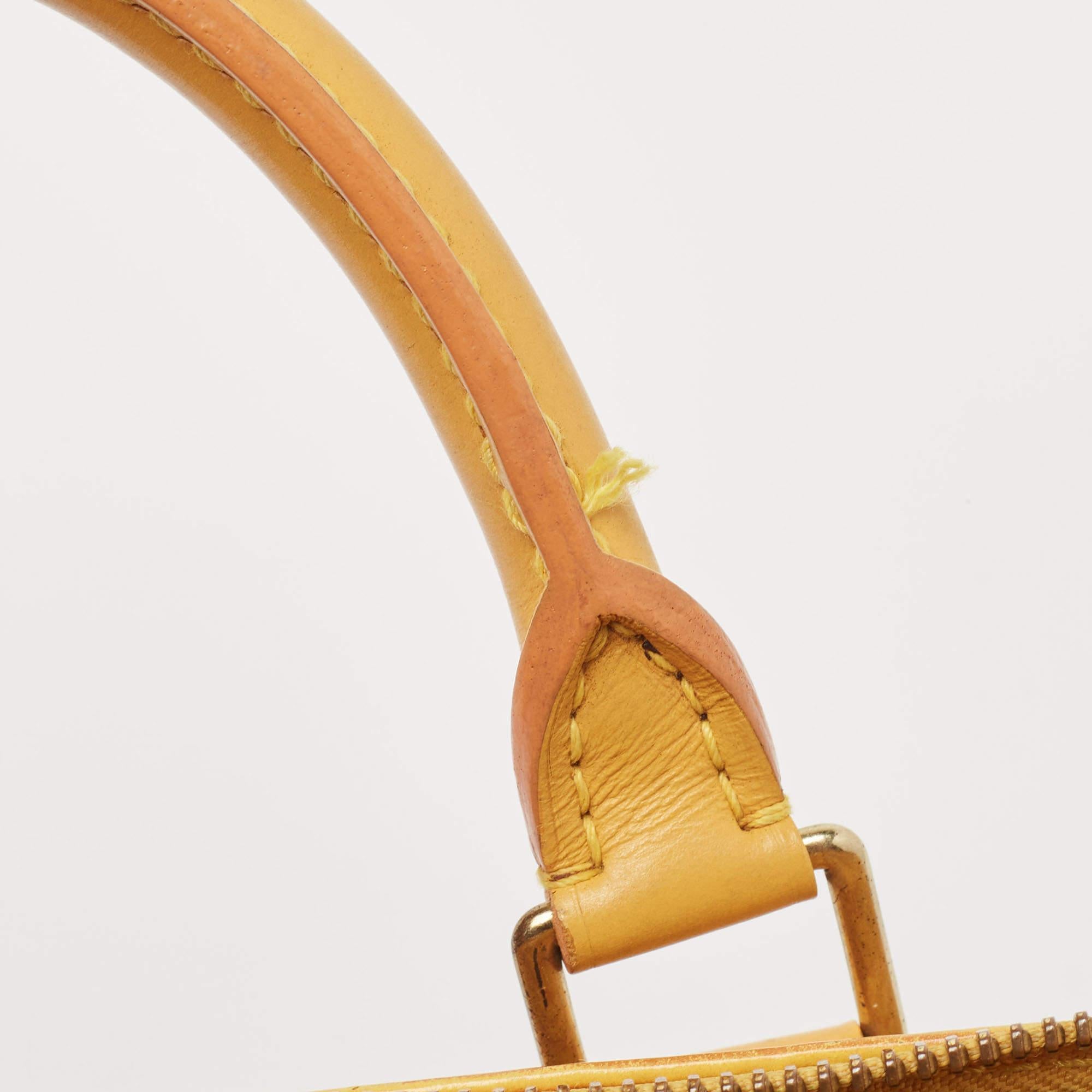 Louis Vuitton sac Speedy 25 en cuir épi jaune gaufré en vente 6