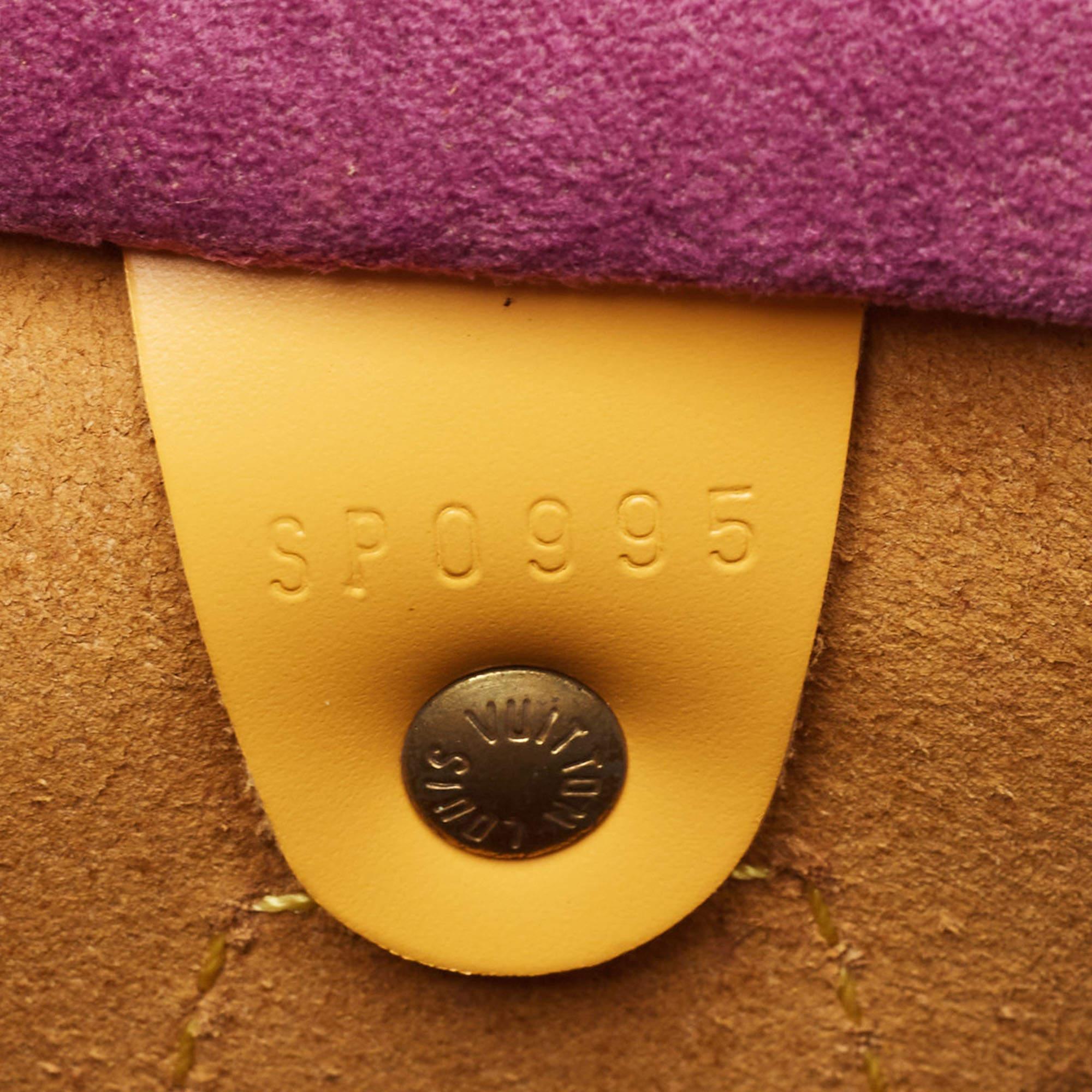 Louis Vuitton sac Speedy 25 en cuir épi jaune gaufré en vente 7
