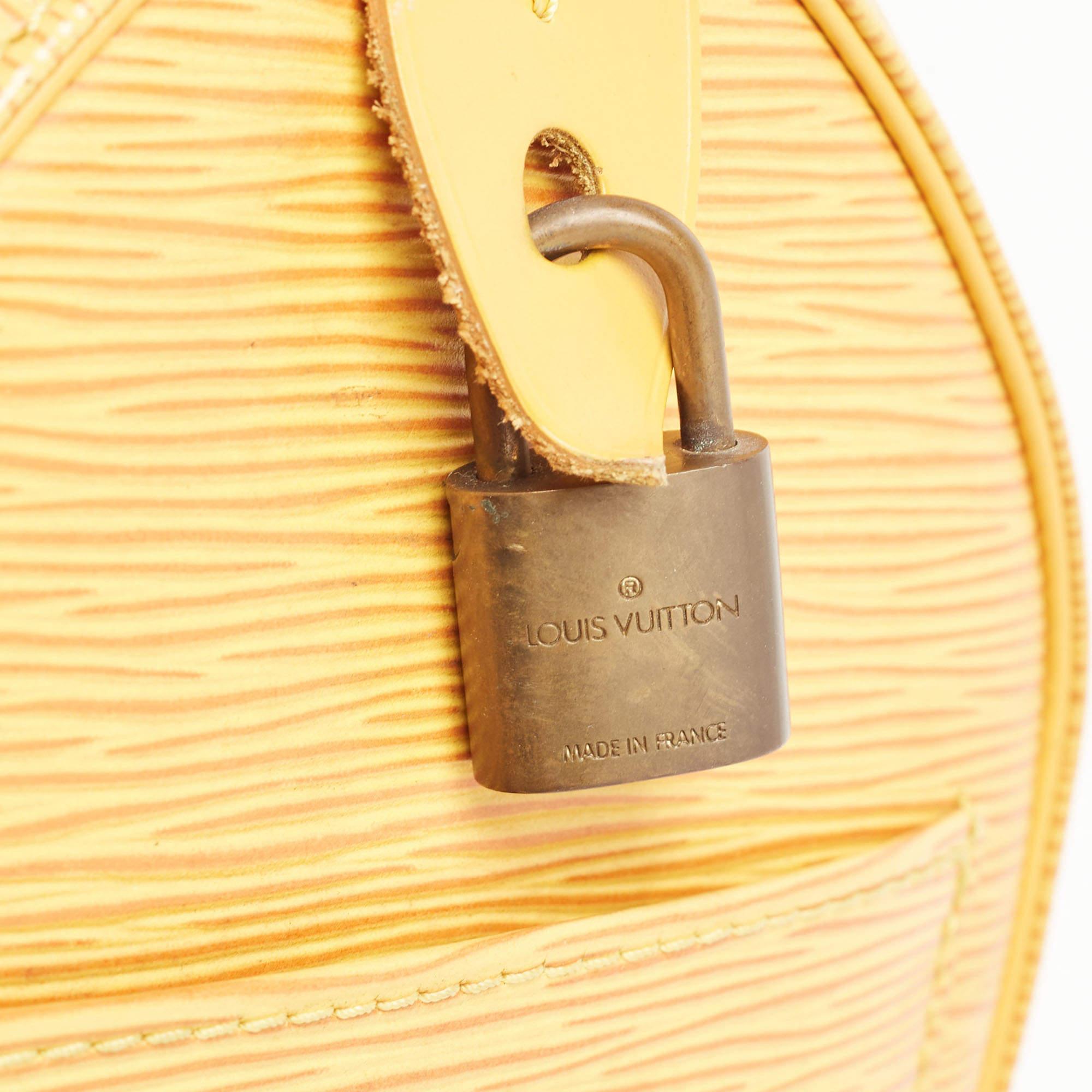 Louis Vuitton sac Speedy 25 en cuir épi jaune gaufré en vente 10