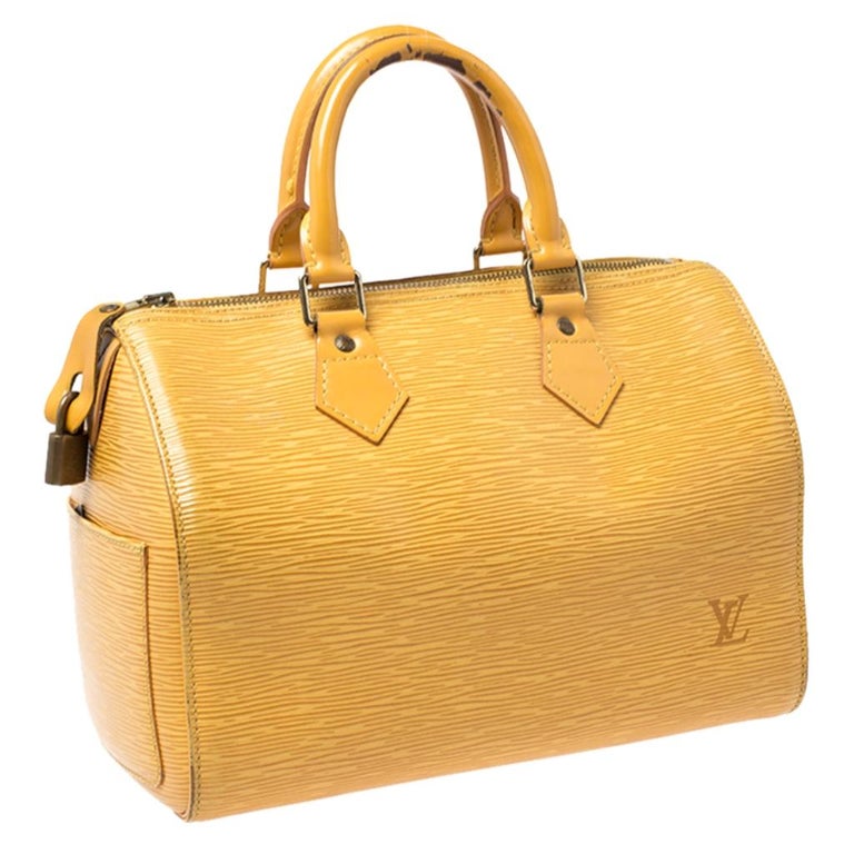 Louis Vuitton Tassil Yellow Epi Leather Speedy 25 Bag For Sale at