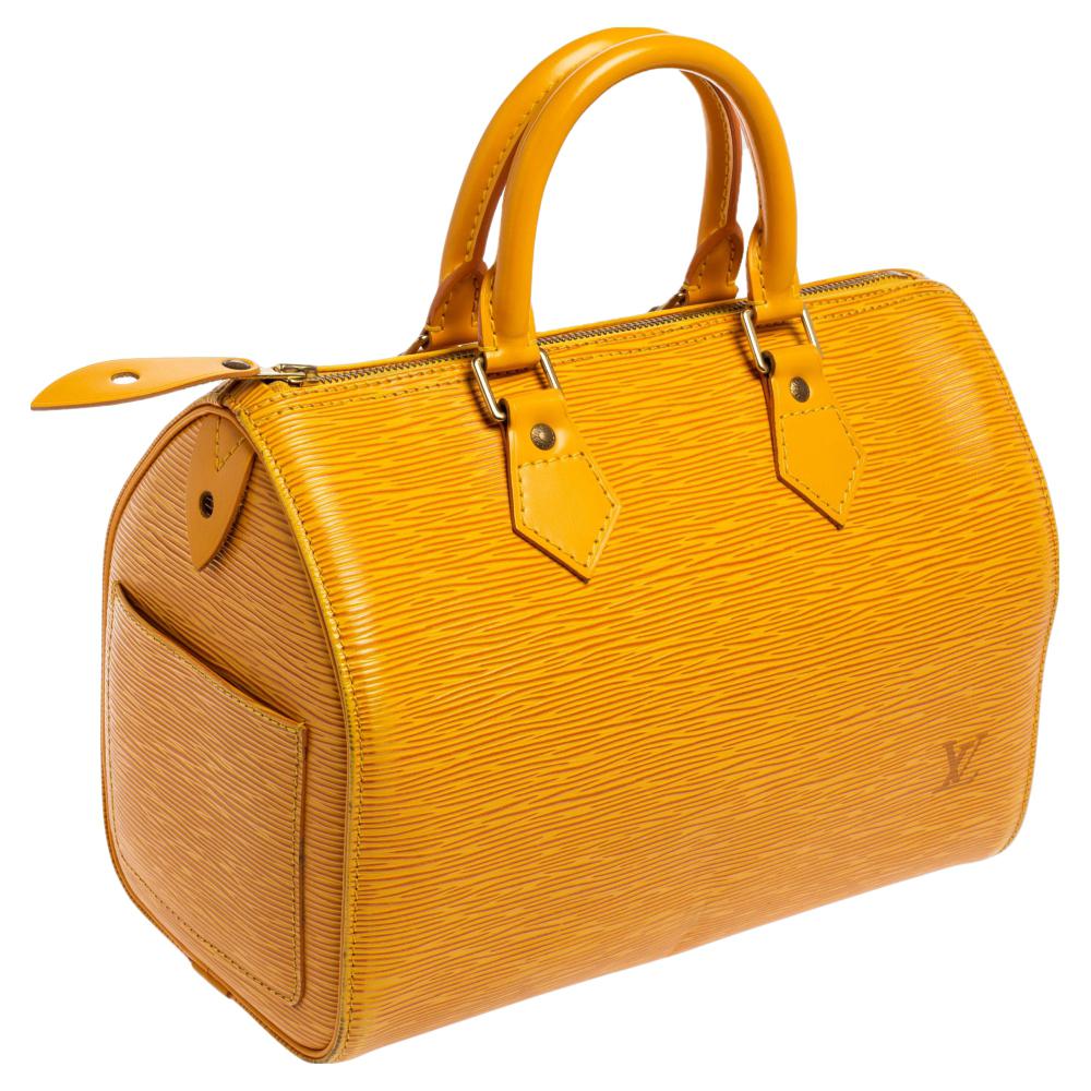 Louis Vuitton Tassil Yellow Epi Leather Speedy 25 Bag In Good Condition In Dubai, Al Qouz 2