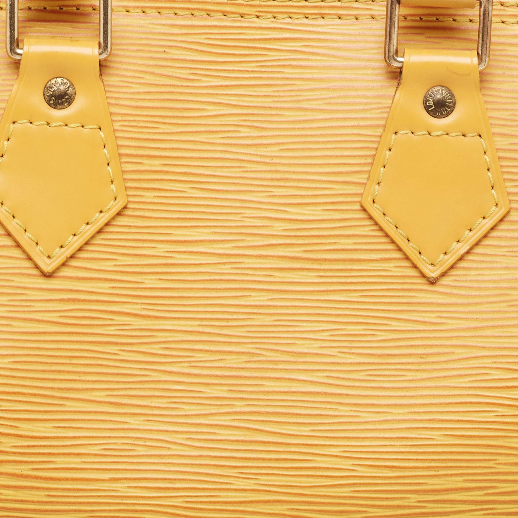 Louis Vuitton sac Speedy 25 en cuir épi jaune gaufré en vente 4