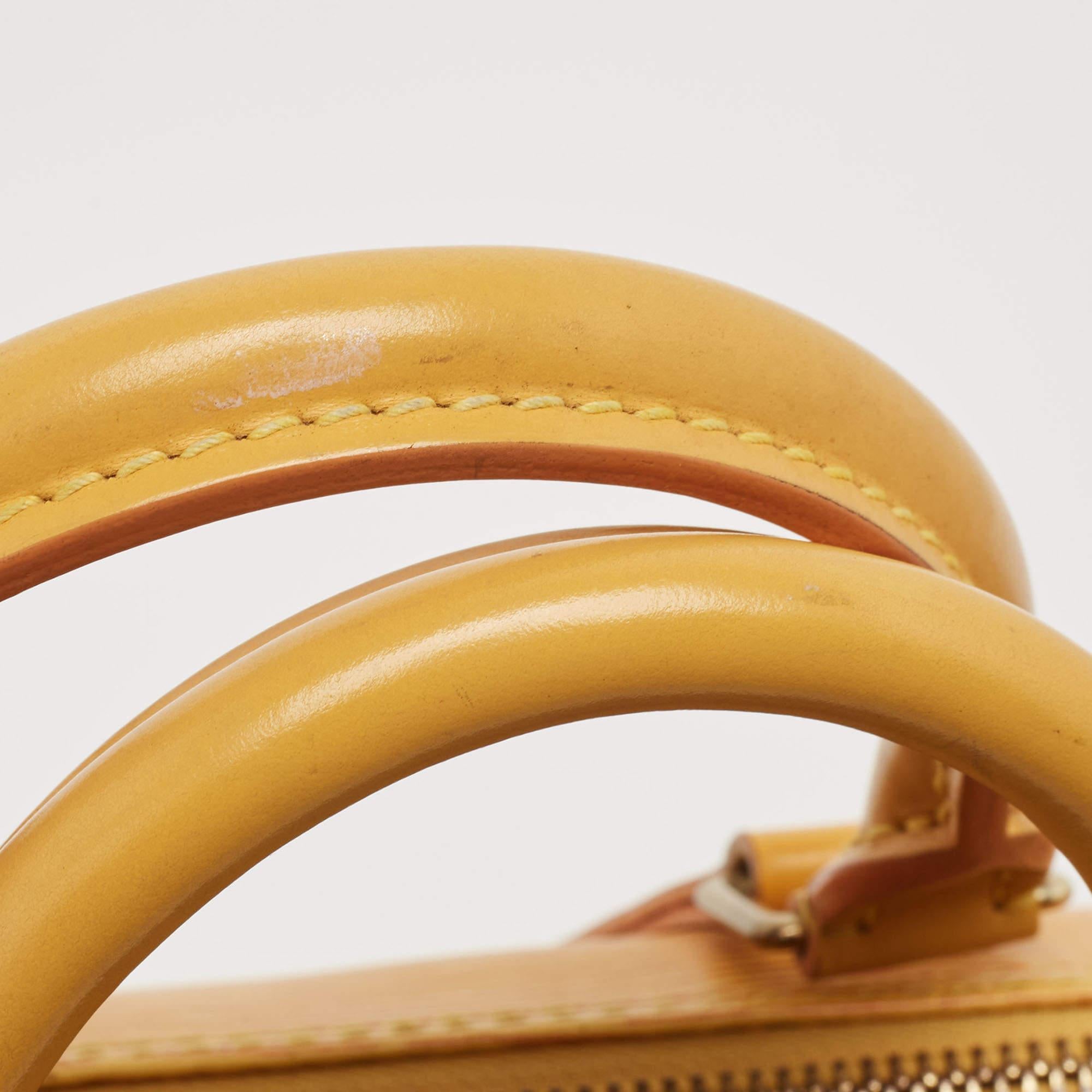 Louis Vuitton sac Speedy 25 en cuir épi jaune gaufré en vente 5