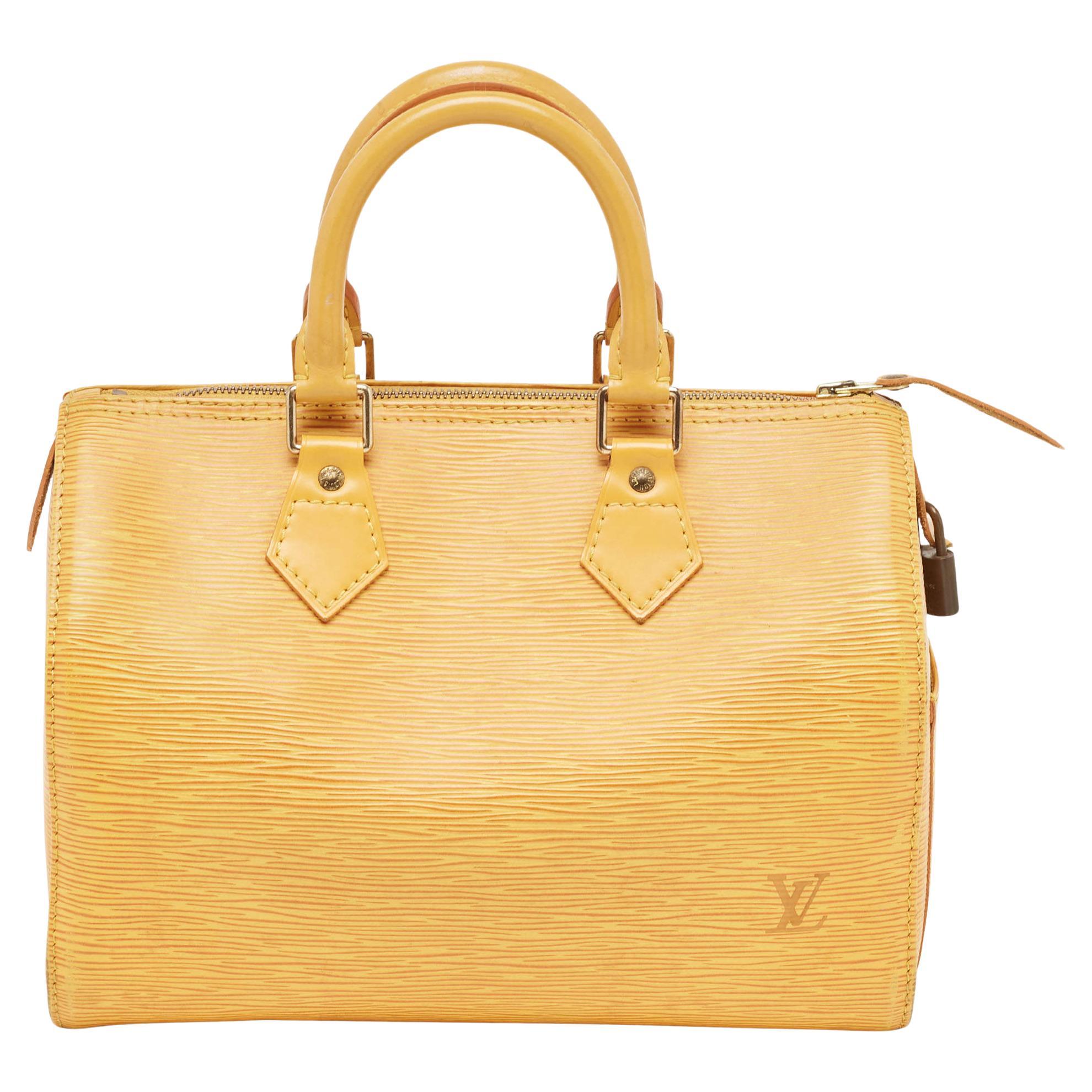Louis Vuitton sac Speedy 25 en cuir épi jaune gaufré en vente
