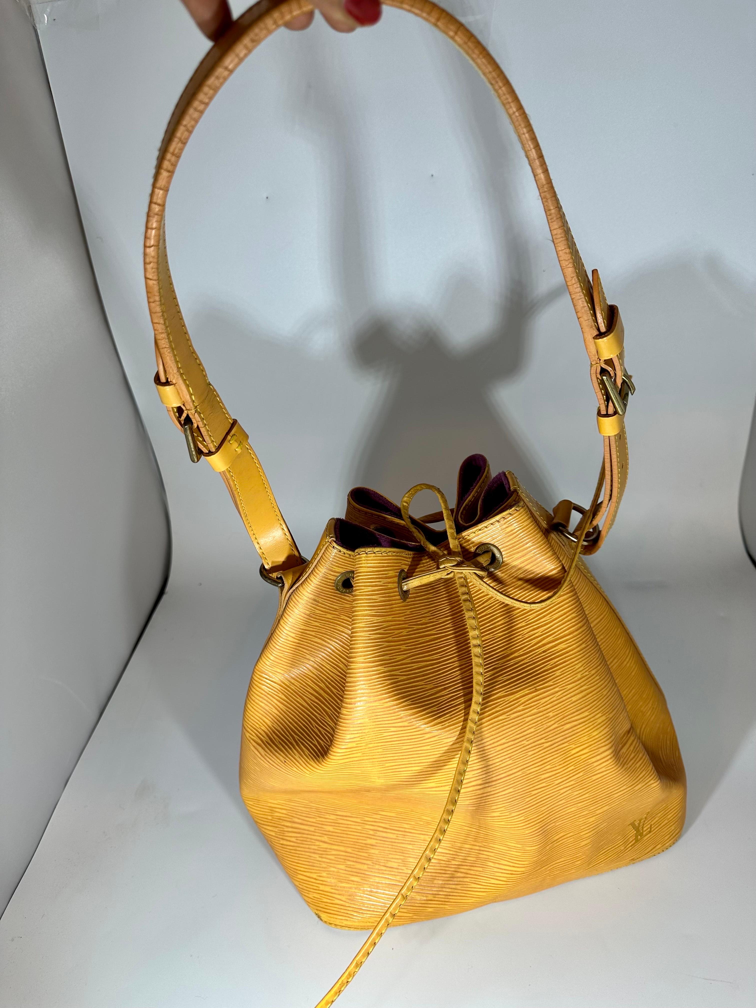 LOUIS VUITTON TASSIL YELLOW EPI NOÉ PETITE Drawstring Hand Bag/ Shoulder Bag For Sale 5