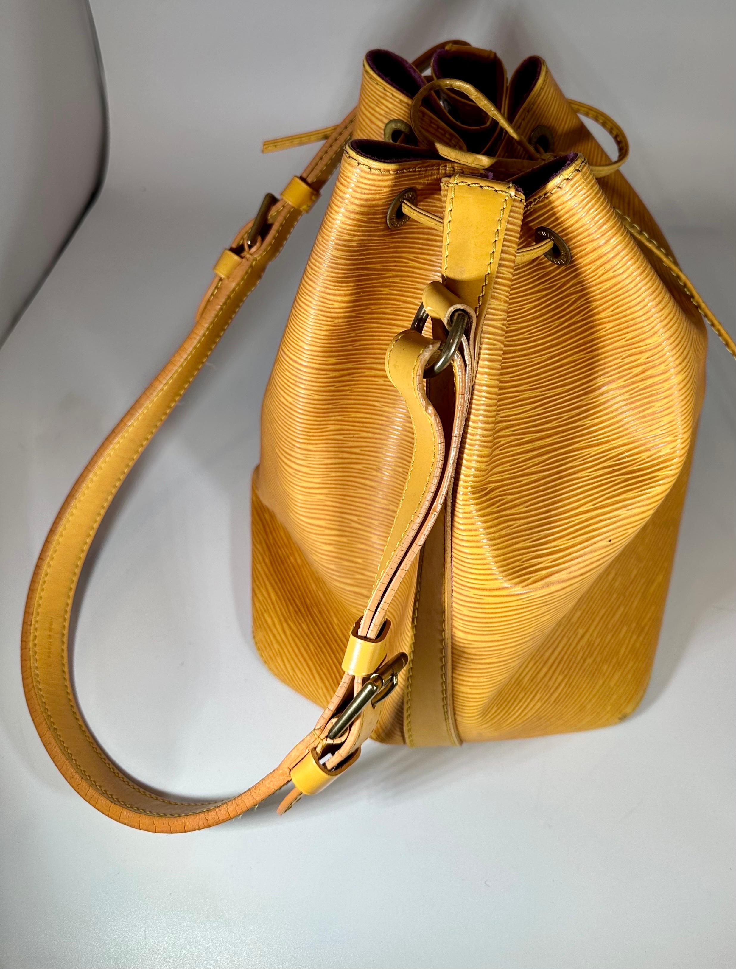 LOUIS VUITTON TASSIL YELLOW EPI NOÉ PETITE Drawstring Hand Bag/ Shoulder Bag For Sale 3