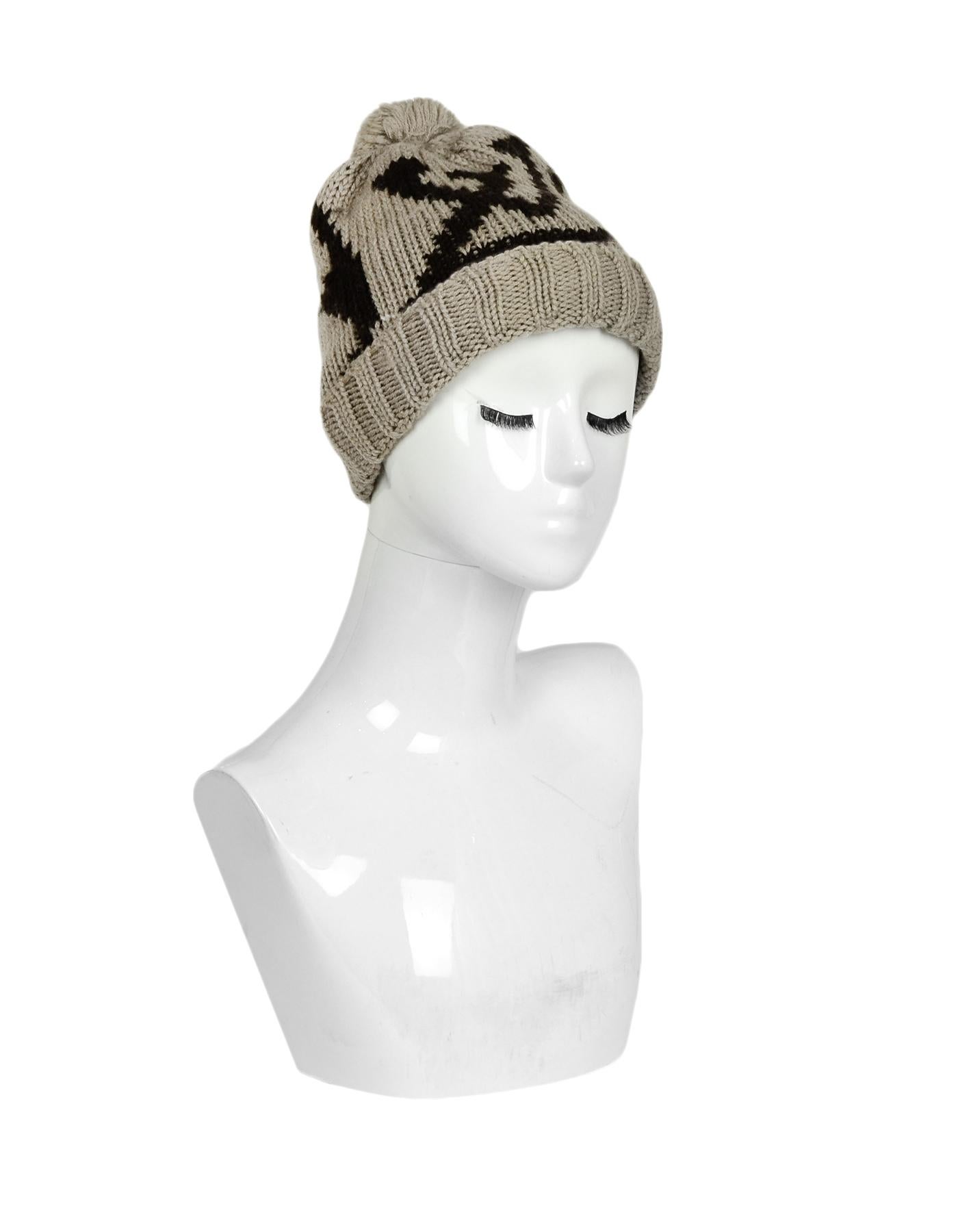 Louis Vuitton Taupe Brown Monogram Wool Grand Froid Pom Beanie

Made In: Italy
Color: Taupe, Brown
Materials: 100% Wool
Overall Condition: Excellent pre-owned condition

Measurements: 
9