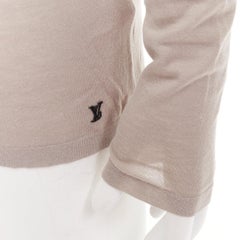 Pull à manches longues en maille fine LOUIS VUITTON taupe coton soie logo LV S