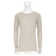 Pull à manches longues en maille fine LOUIS VUITTON taupe coton soie logo LV S