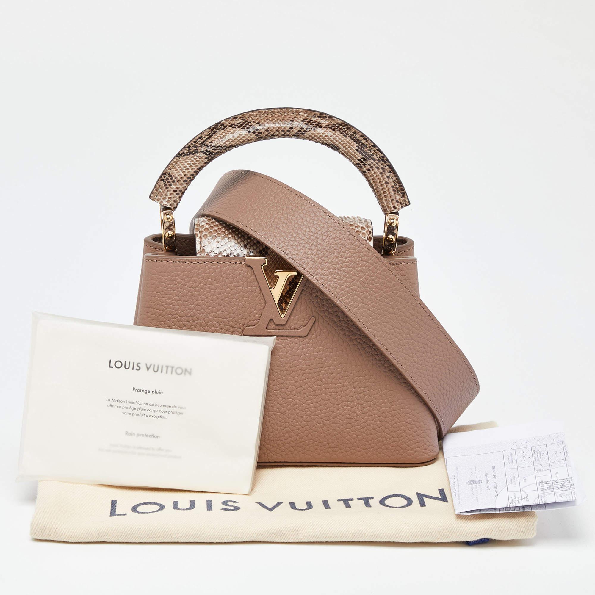 Louis Vuitton Taupe Leather and Python Capucines Mini Bag 8