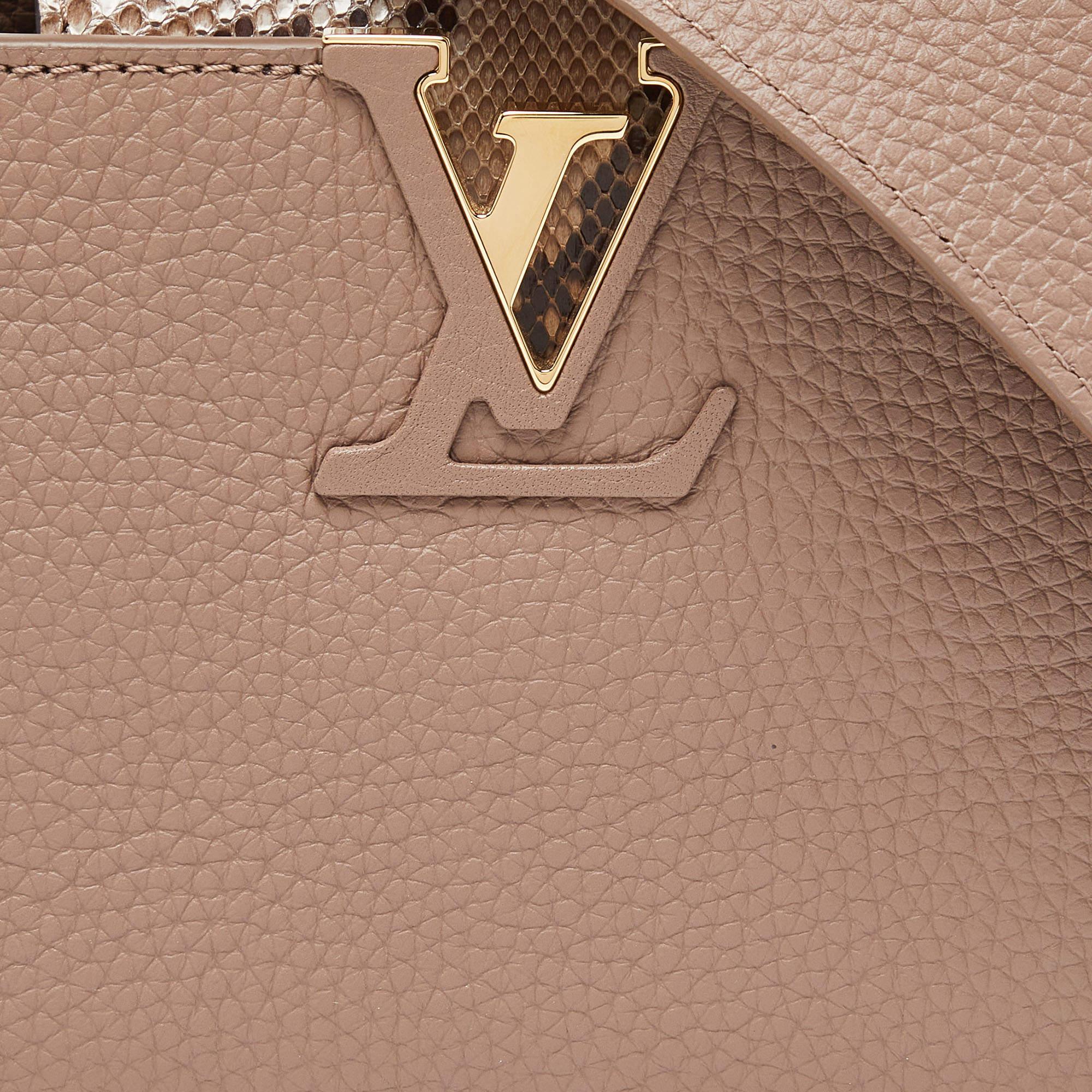 Louis Vuitton Taupe Leather and Python Capucines Mini Bag 2