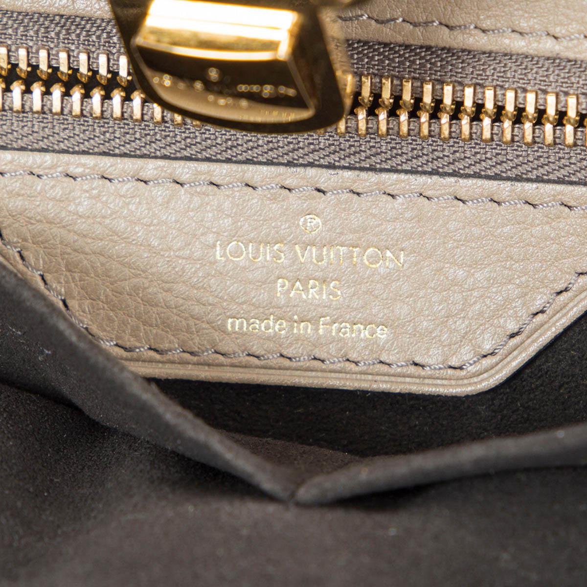 Brown LOUIS VUITTON taupe leather MONOGRAM MAHINA CIRRUS PM Shoulder Bag For Sale