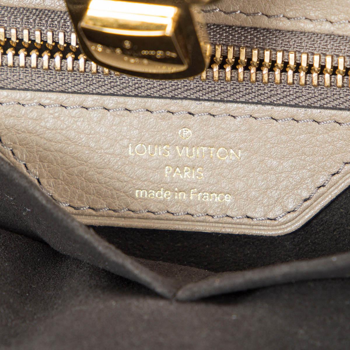 Brown LOUIS VUITTON taupe leather MONOGRAM MAHINA CIRRUS PM Shoulder Bag