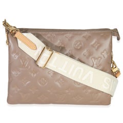 Louis Vuitton Taupe Monogram Embossed Lambskin Coussin PM