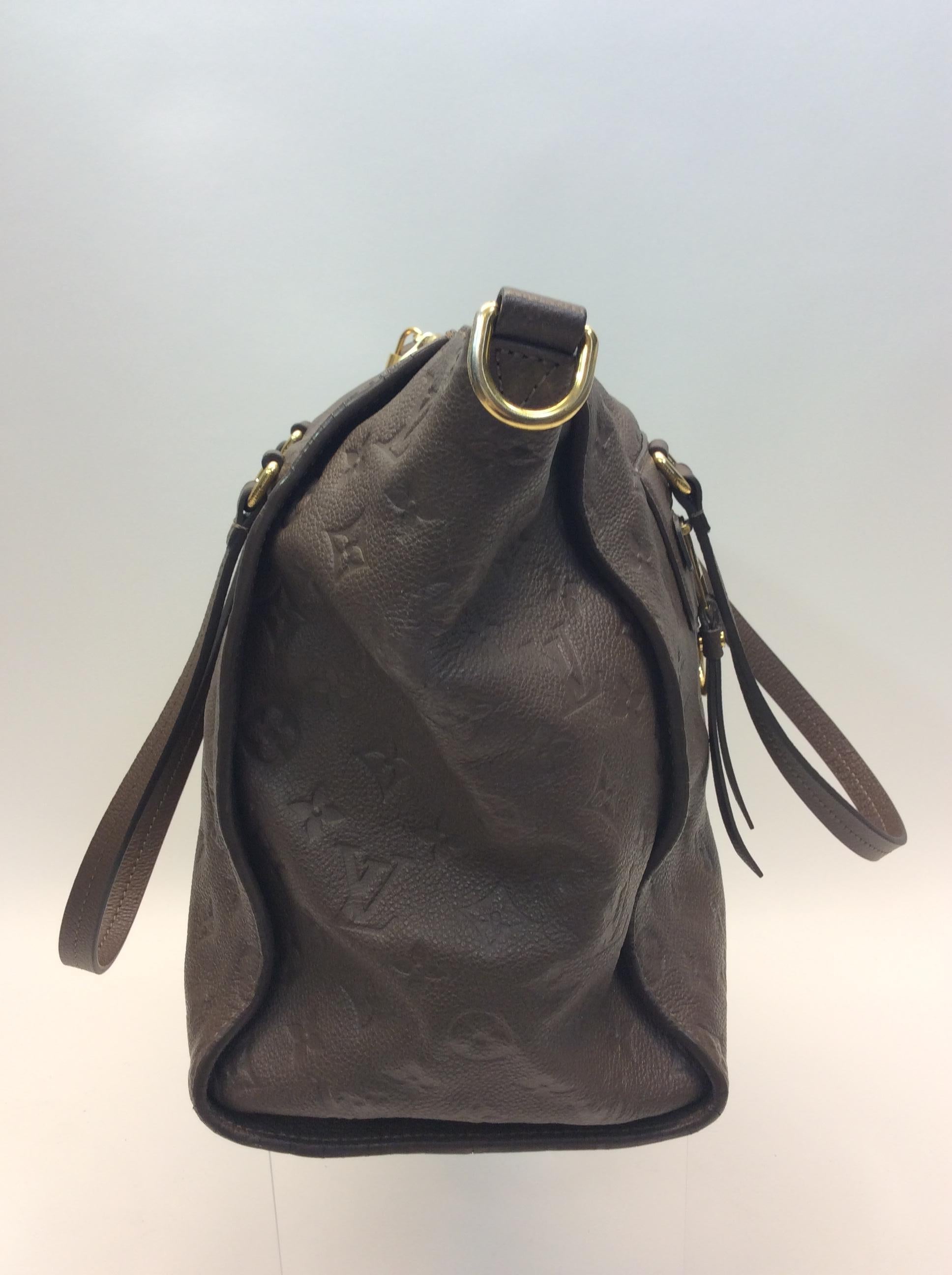 Louis Vuitton Taupe Monogram Embossed Leather Tote In Good Condition For Sale In Narberth, PA