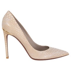 LOUIS VUITTON taupe PYTHON EYELINE Pointed Toe Pumps Shoes 37.5