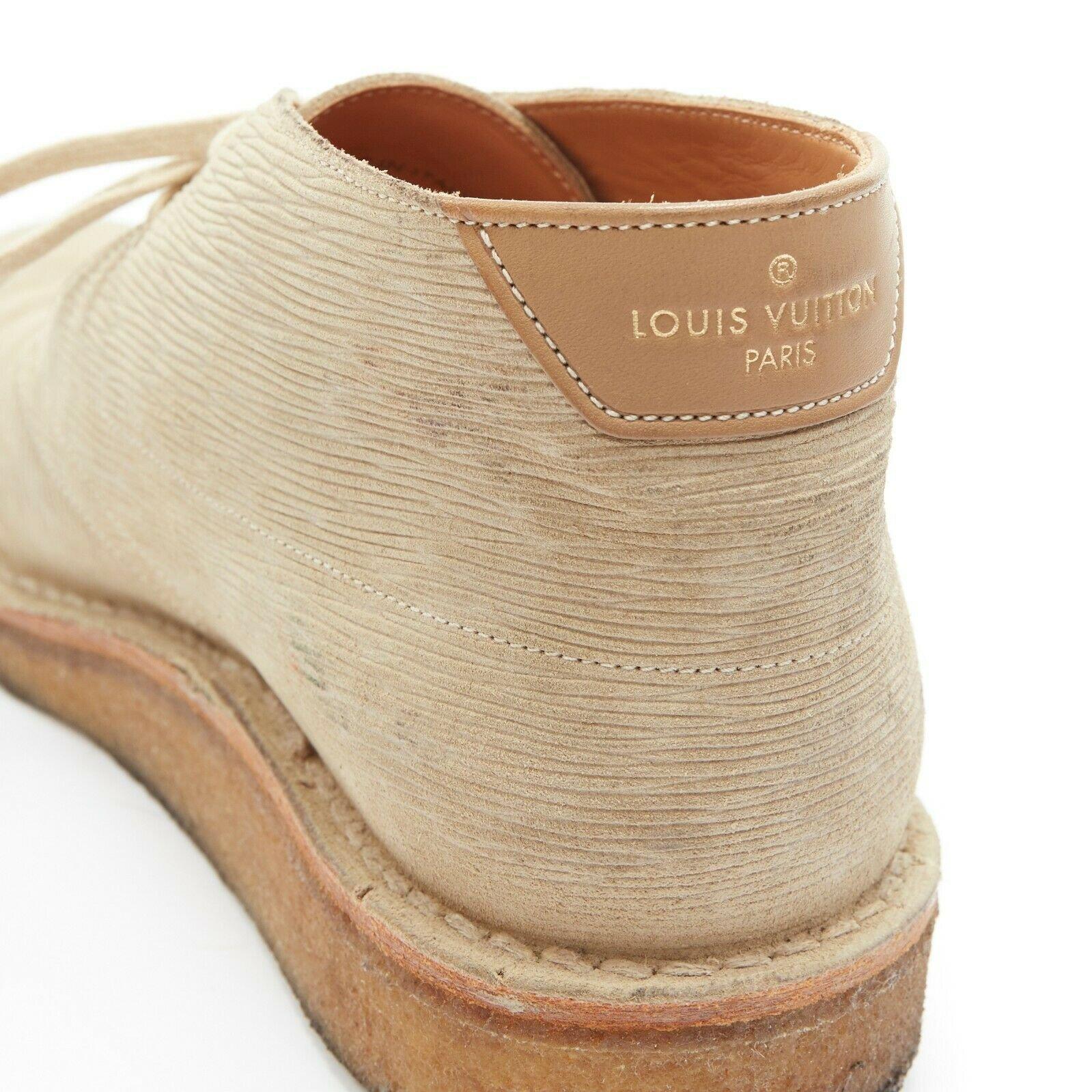 Men's LOUIS VUITTON taupe sand epi suede crepe sole ankle desert boot UK5 EU39 For Sale