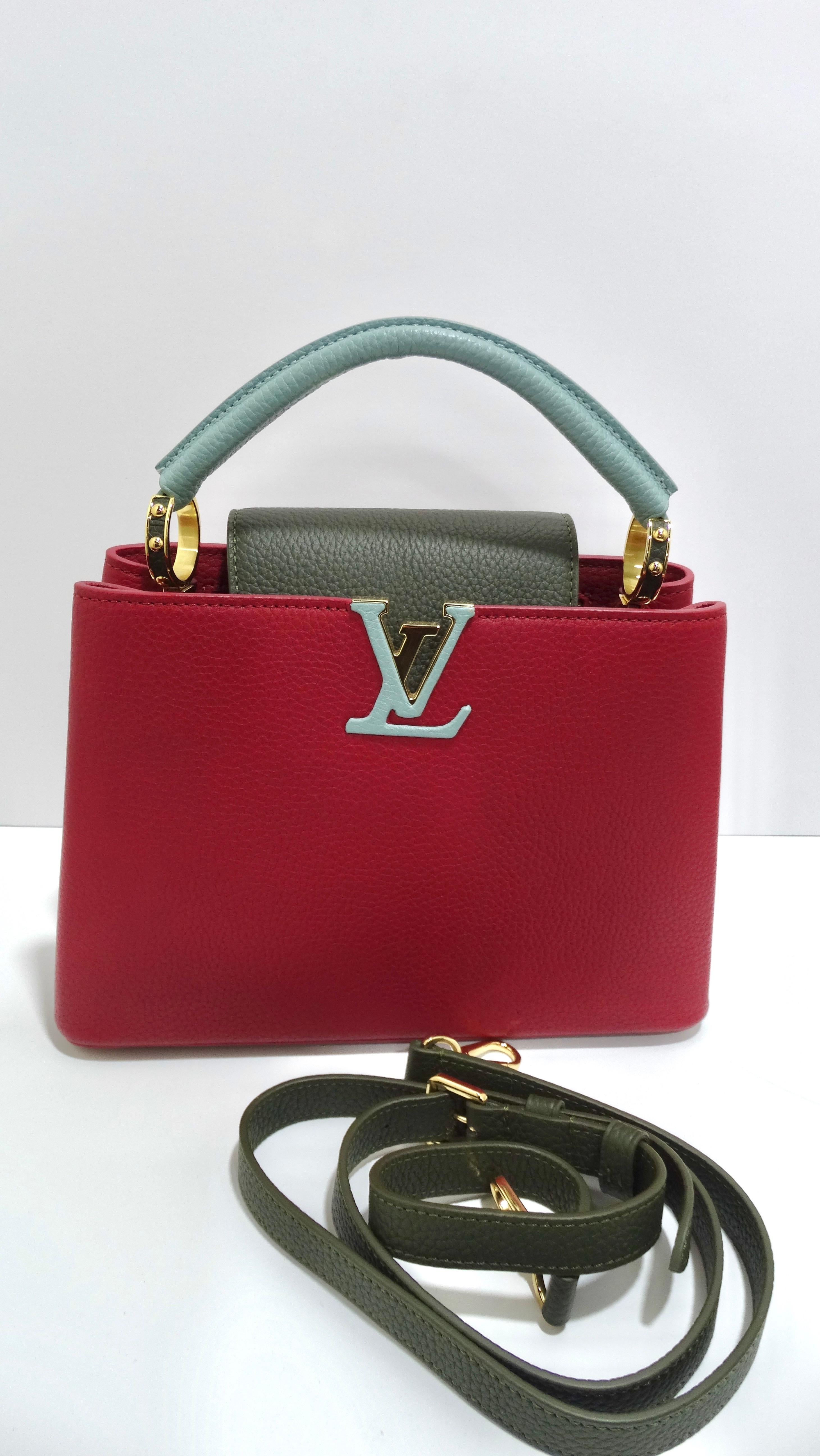 Louis Vuitton Taurillon Capucines BB Mint and Burgundy  5