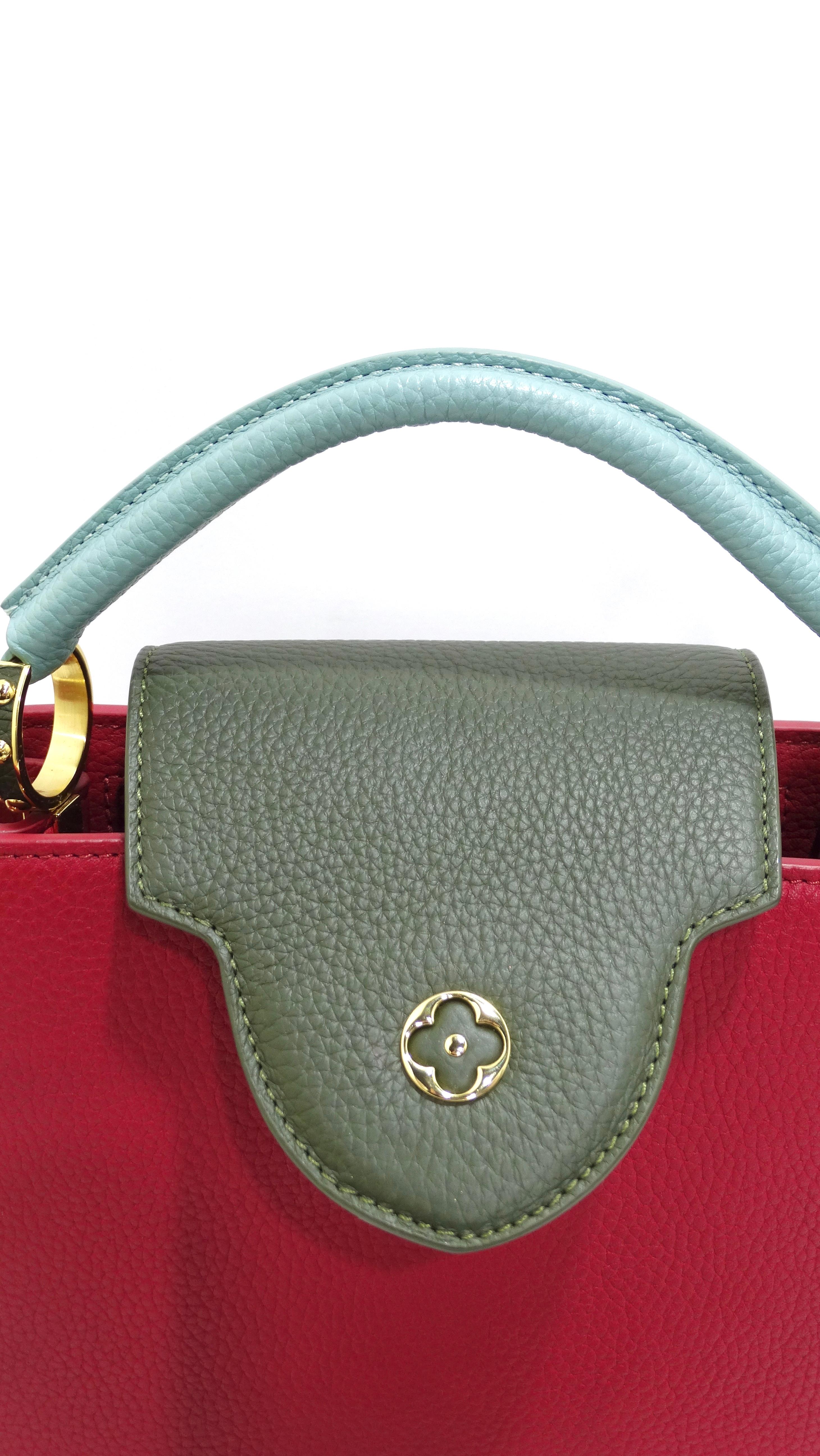Louis Vuitton Taurillon Capucines BB Mint and Burgundy  6