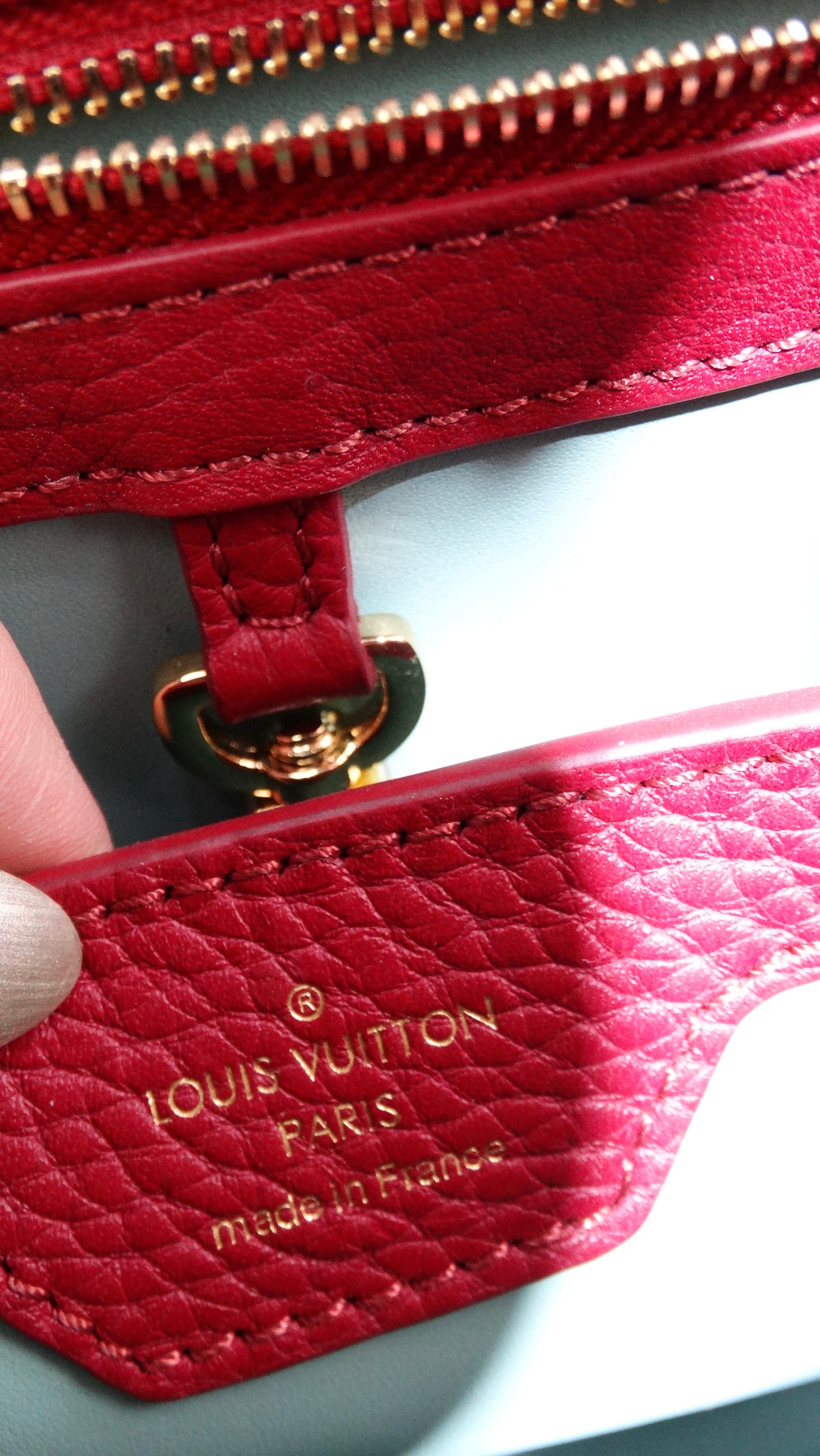 Louis Vuitton Taurillon Capucines BB Mint and Burgundy  8