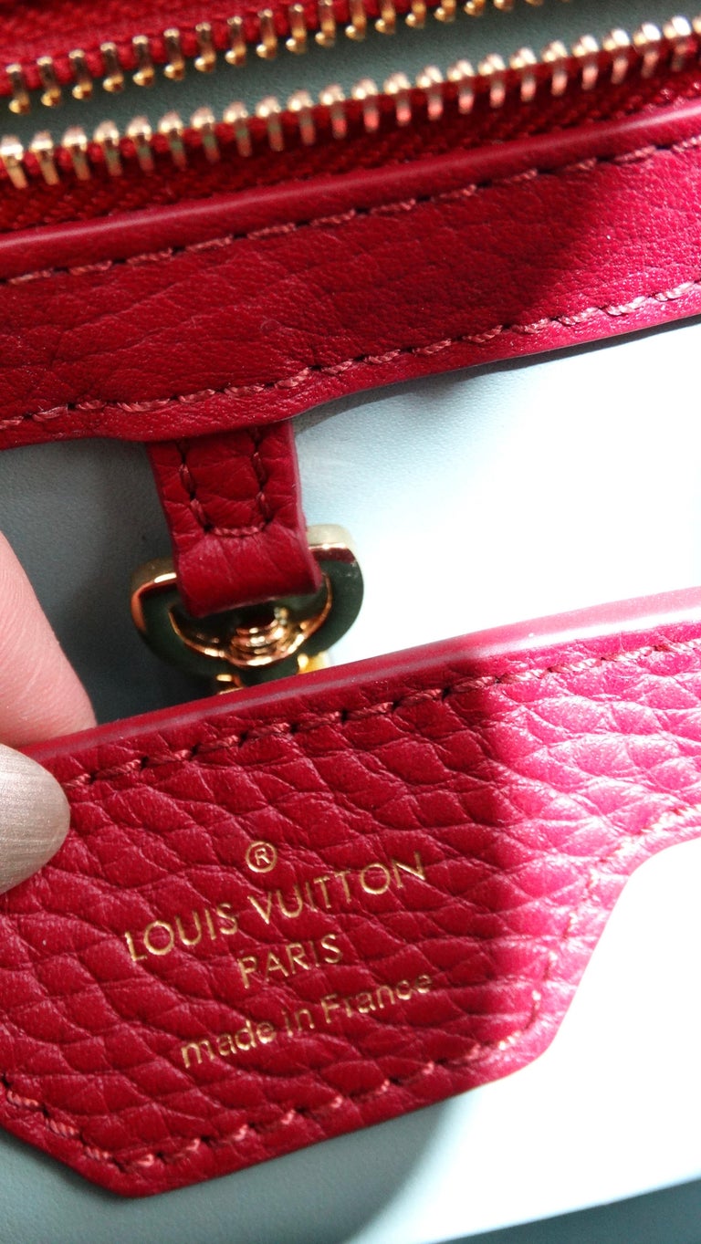 Louis Vuitton Taurillon Capucines BB Mint and Burgundy  For Sale 11
