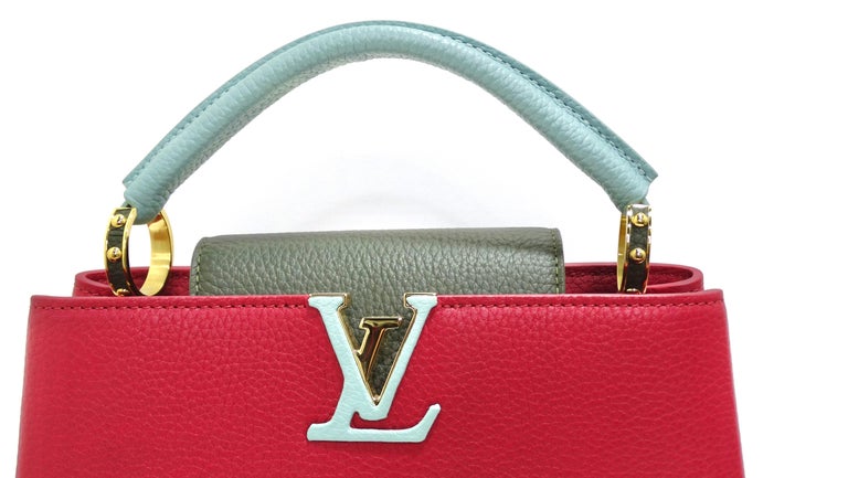 Red Louis Vuitton Taurillon Capucines BB Mint and Burgundy  For Sale