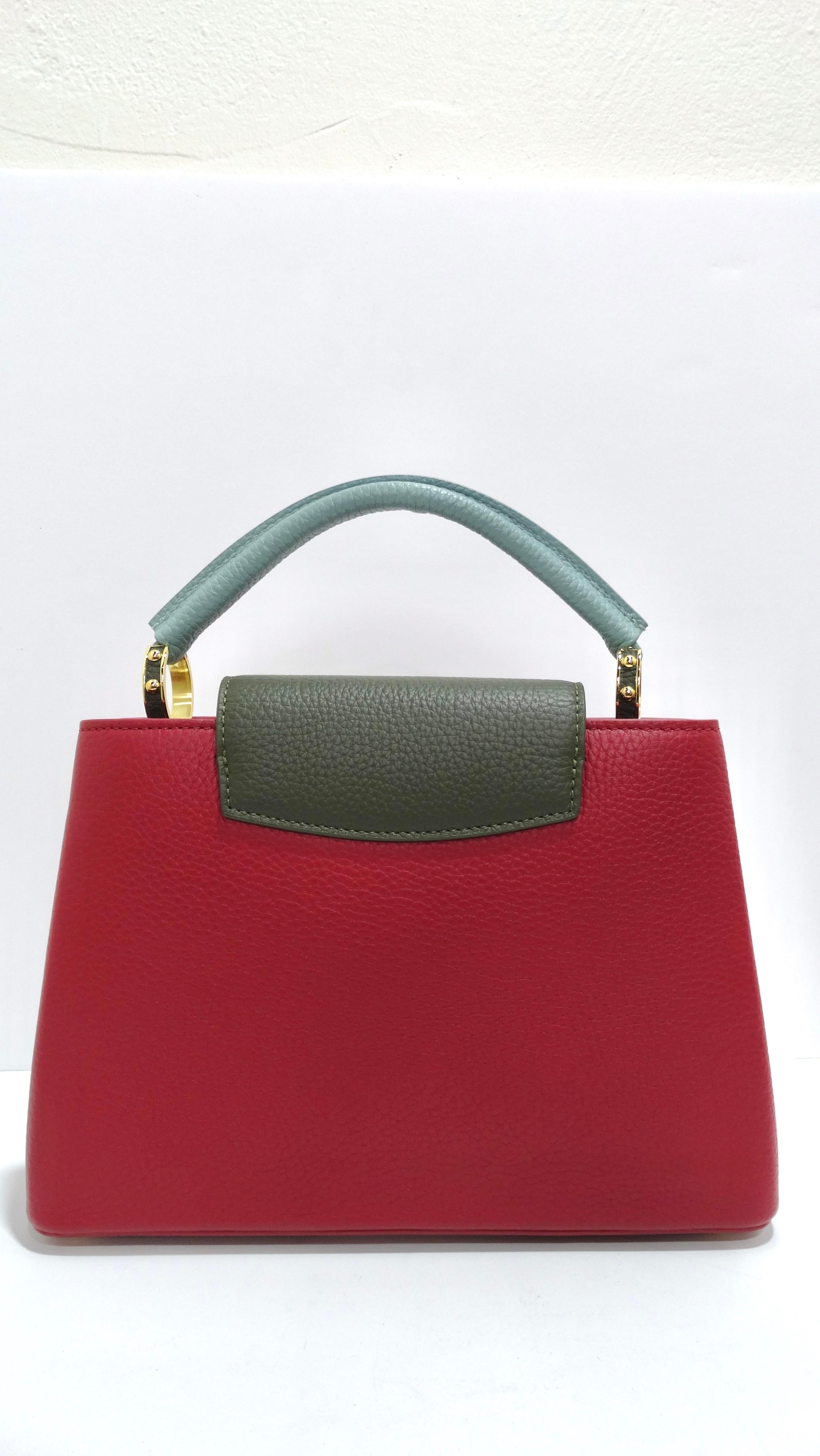 Red Louis Vuitton Taurillon Capucines BB Mint and Burgundy 