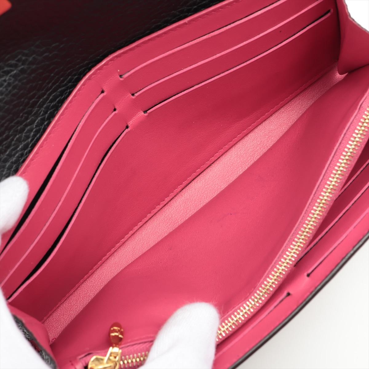 Louis Vuitton Taurillon Capucines Long Wallet Black x Hot Pink 2